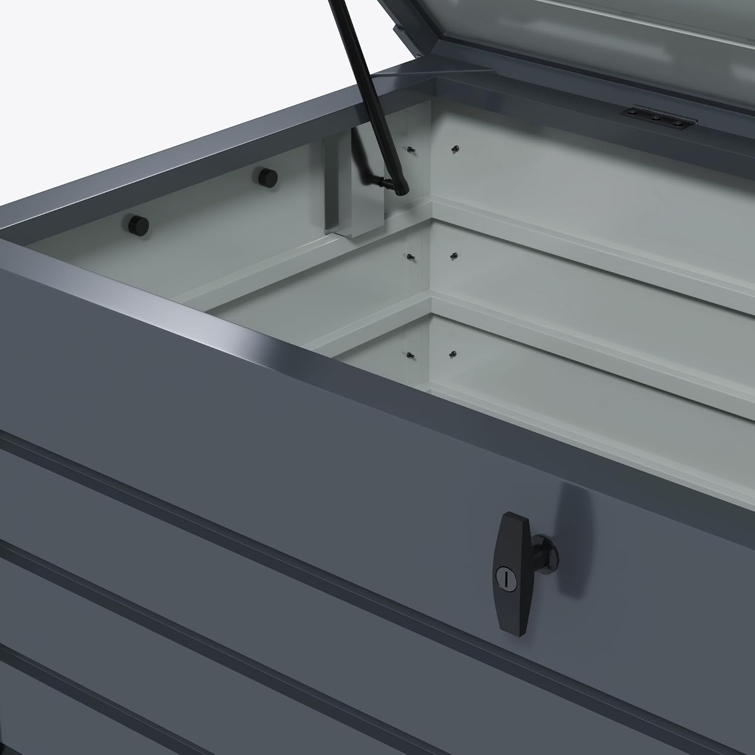Outsunny Gartenbox Metall 311 Liter Auflagenbox mit Griffen Rollen Schloss Wasserdicht Abschließbar Gartentruhe Outdoor Kissenbox wetterfest Aufbewahrungsbox für Garten Balkon 120 x 62cm Dunkelgrau