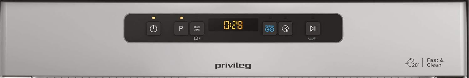 Privileg RUO 3T133 A F X Unterbau-Geschirrspüler 60 cm / 14 Maßgedecke / Fast&Clean 28’ / Auto Door / Push&Go / Option Multizone / Startzeitvorwahl / Vollwasserschutz [Energieklasse D]