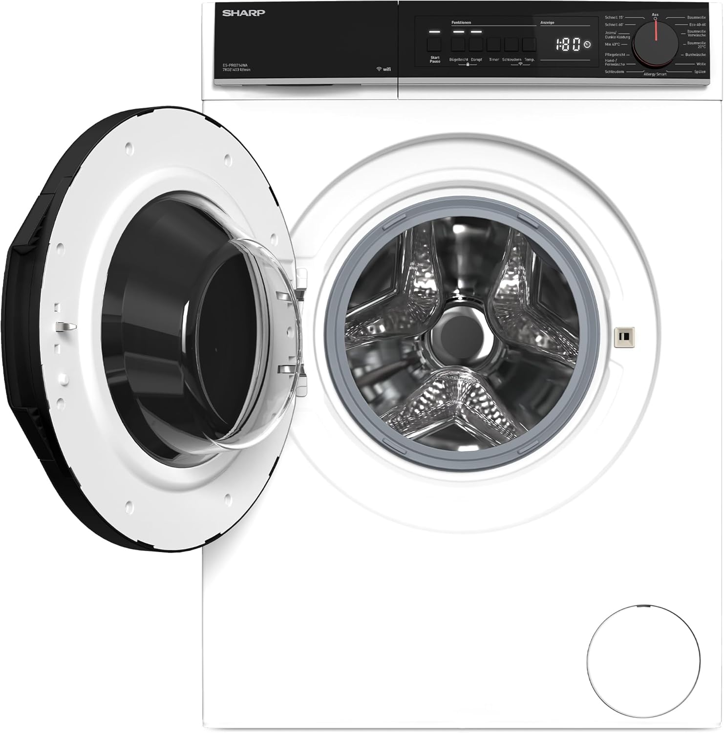SHARP ES-PRO714WA-DE Waschmaschine Frontlader, 7 kg, 1400 U/min, Aquastop, WIFI, Dampftechnologie