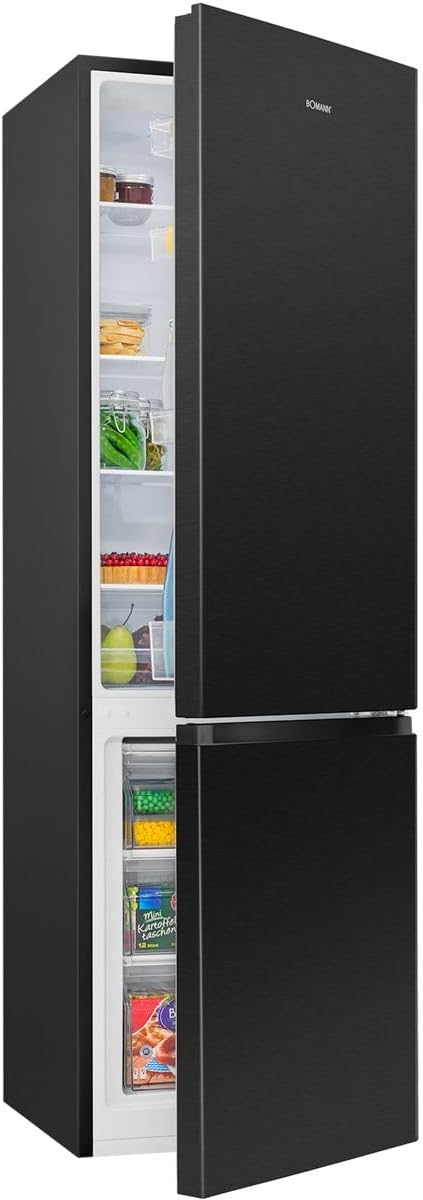 Bomann® Kühlschrank mit Gefrierfach | Energieklasse C | 176cm | LowFrost | 5 Jahre Kompressor-Garantie | Kühl Gefrierkombination leise | Türanschlag wechselbar | Kühlgefrierkombi | KG 7369 schwarz