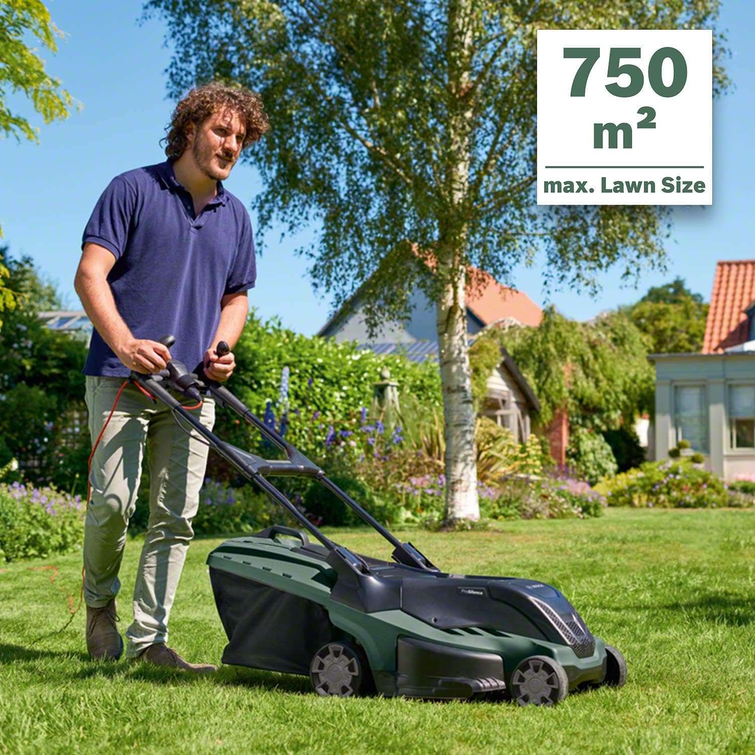 Bosch Rasenmäher AdvancedRotak 750 (1700 Watt, Schnittbreite: 44 cm, Rasenflächen bis 750 m², im Karton)