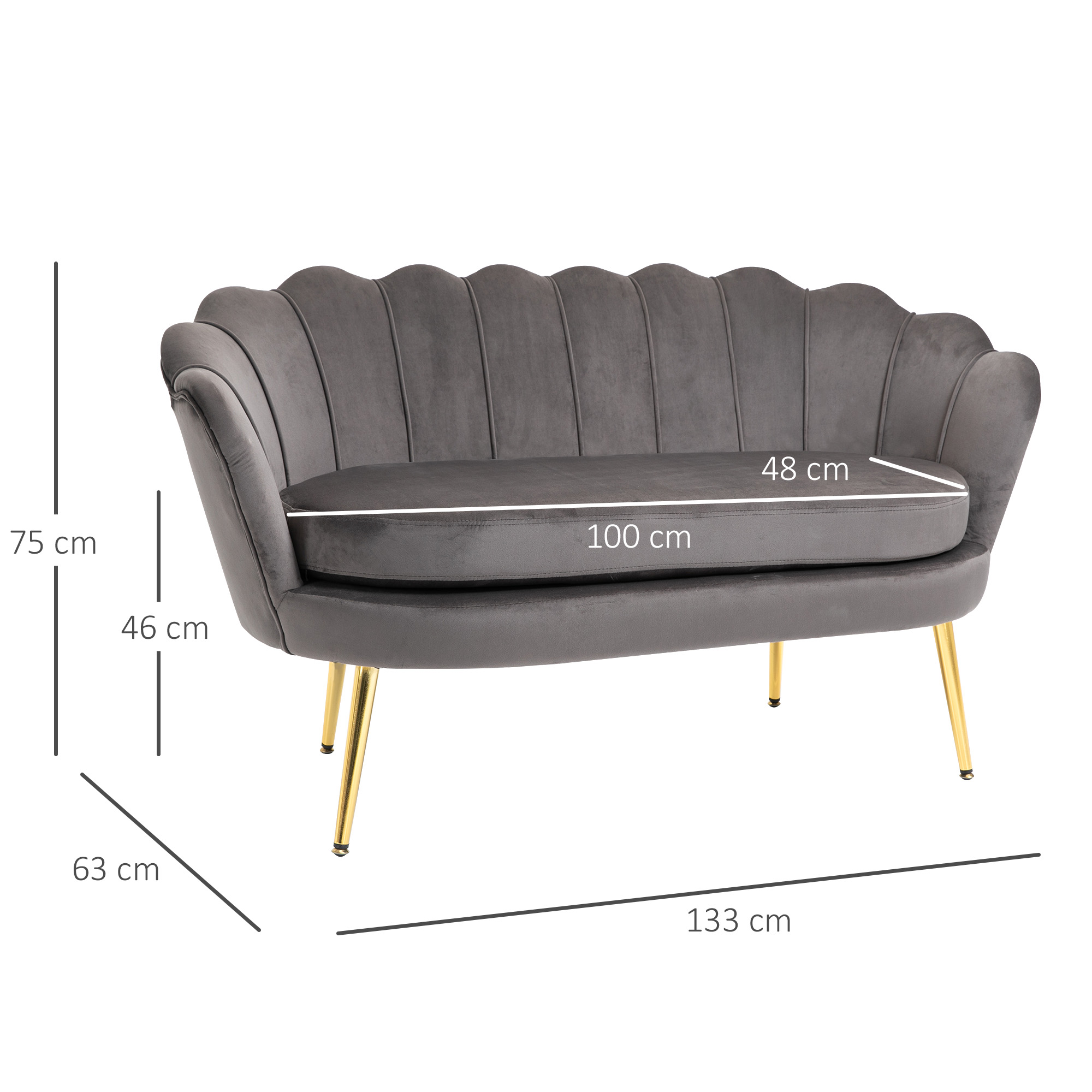 2-zitsbank bank sofa fluweel velvet touch velours look