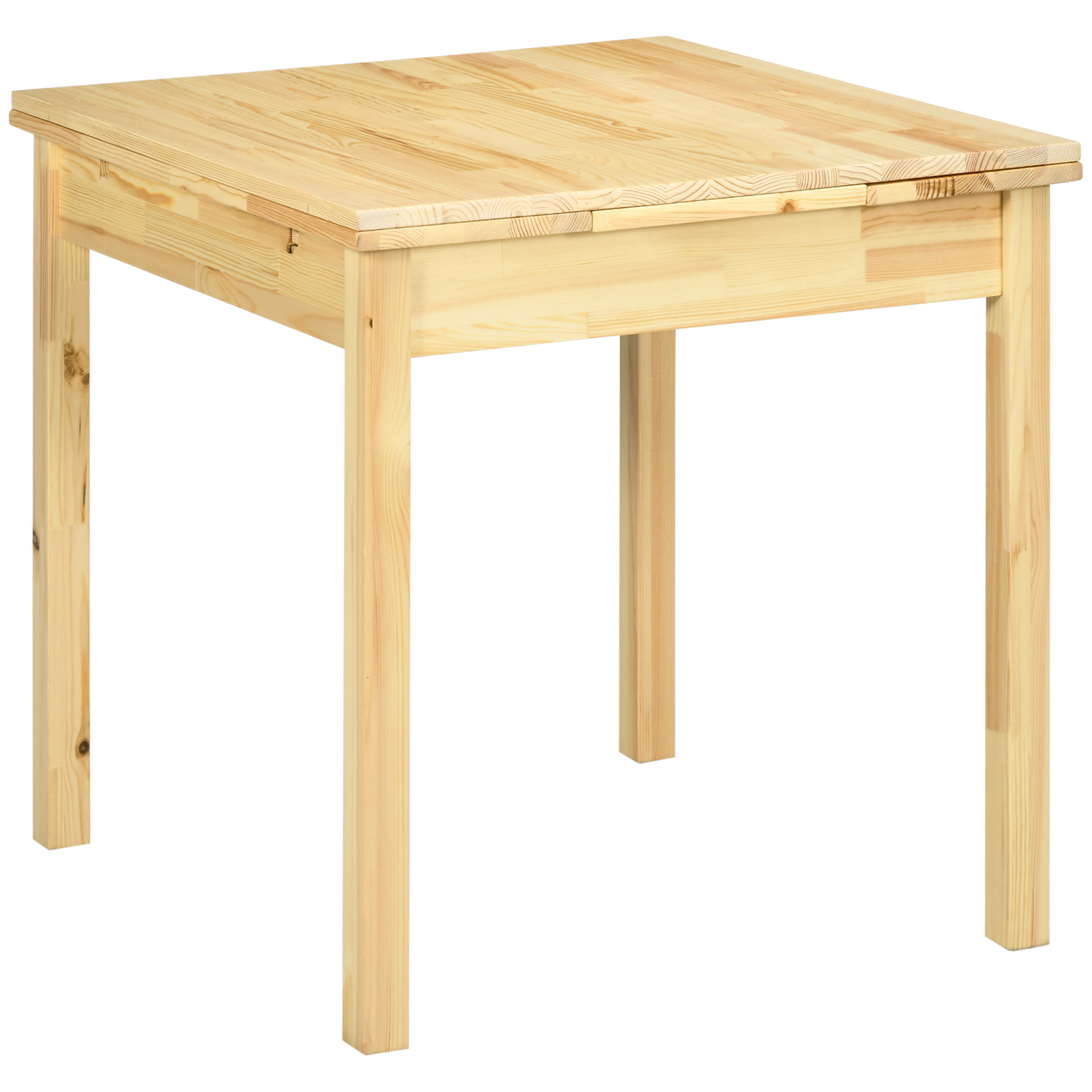 Massief houten eettafel, opklapbare tafel, uitbreidbaar, naturel