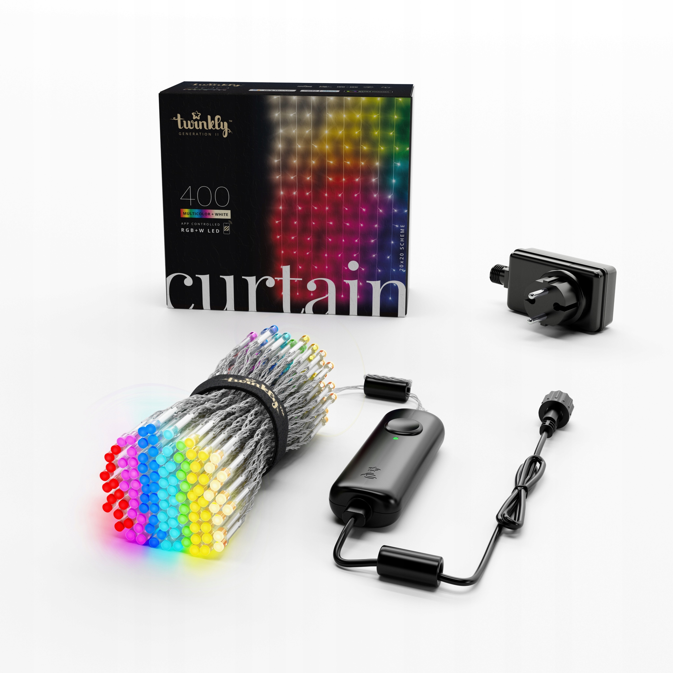 Twinkly lampki smart Kurtyna 400 LED RGB+W