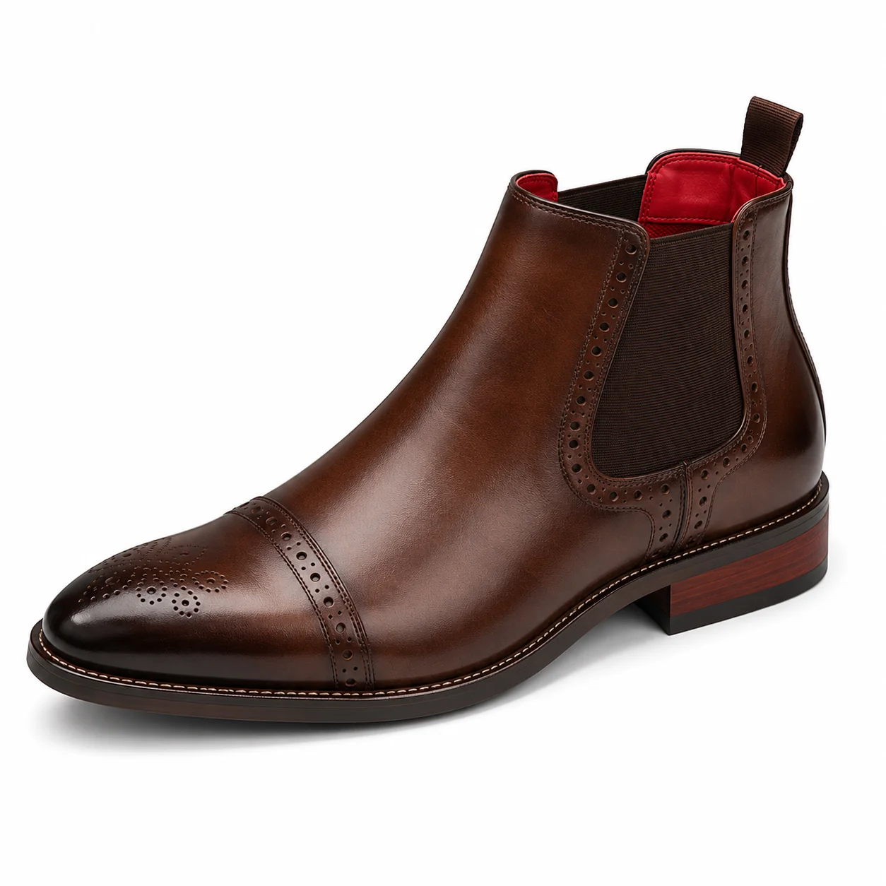 Men��s Brown Chelsea Boots �C Brogue Wingtip Design