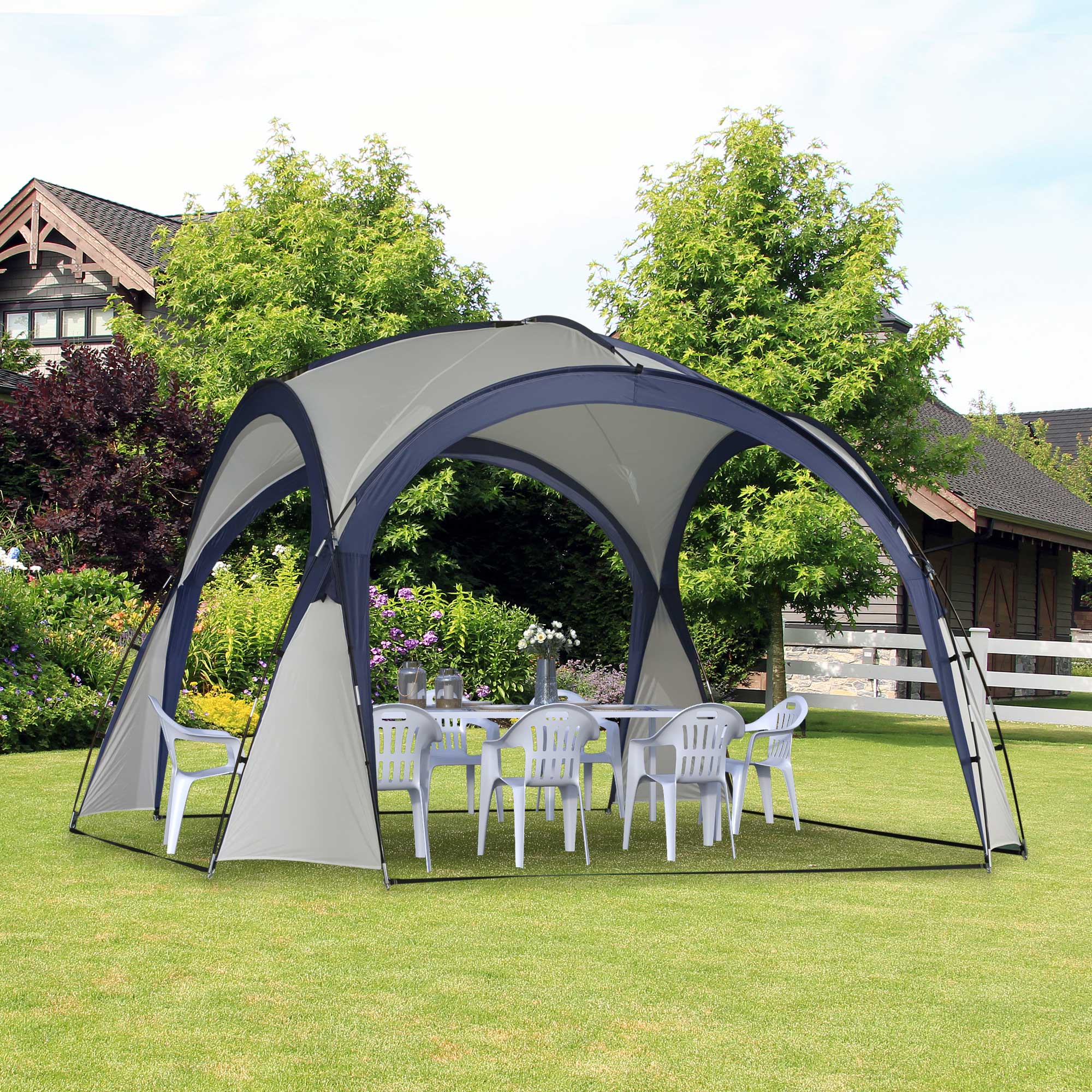 Outsunny Paviljoen Tuintent Zonwering Buiten Glasvezel