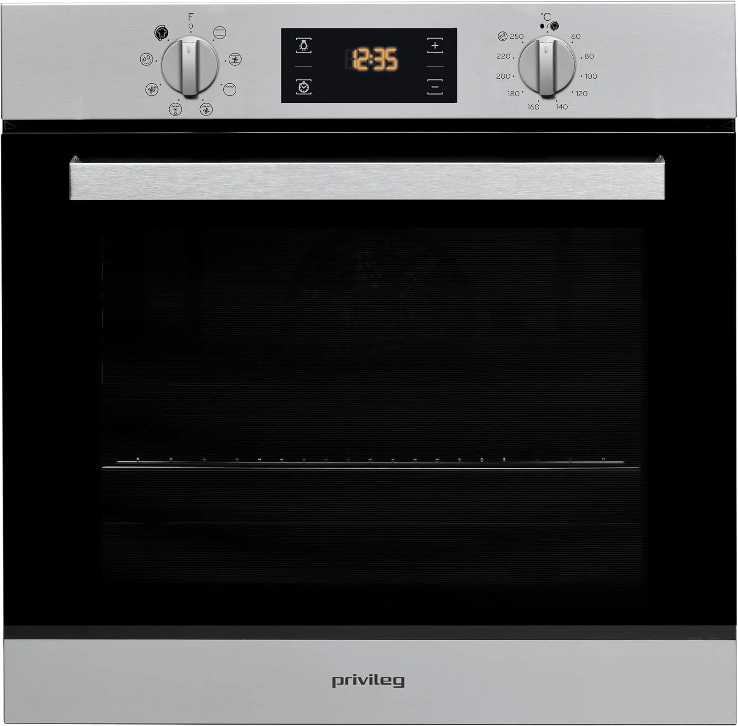 Privileg PBWR6 OH5F IN Inbouw oven/ Energieklasse A/ 71 L/ Hydrolytische reinigingsfunctie/ Multifunctionele heteluchtoven met 7 functies/ Roestvrij staal/ Turn&Go/ Click&Clean