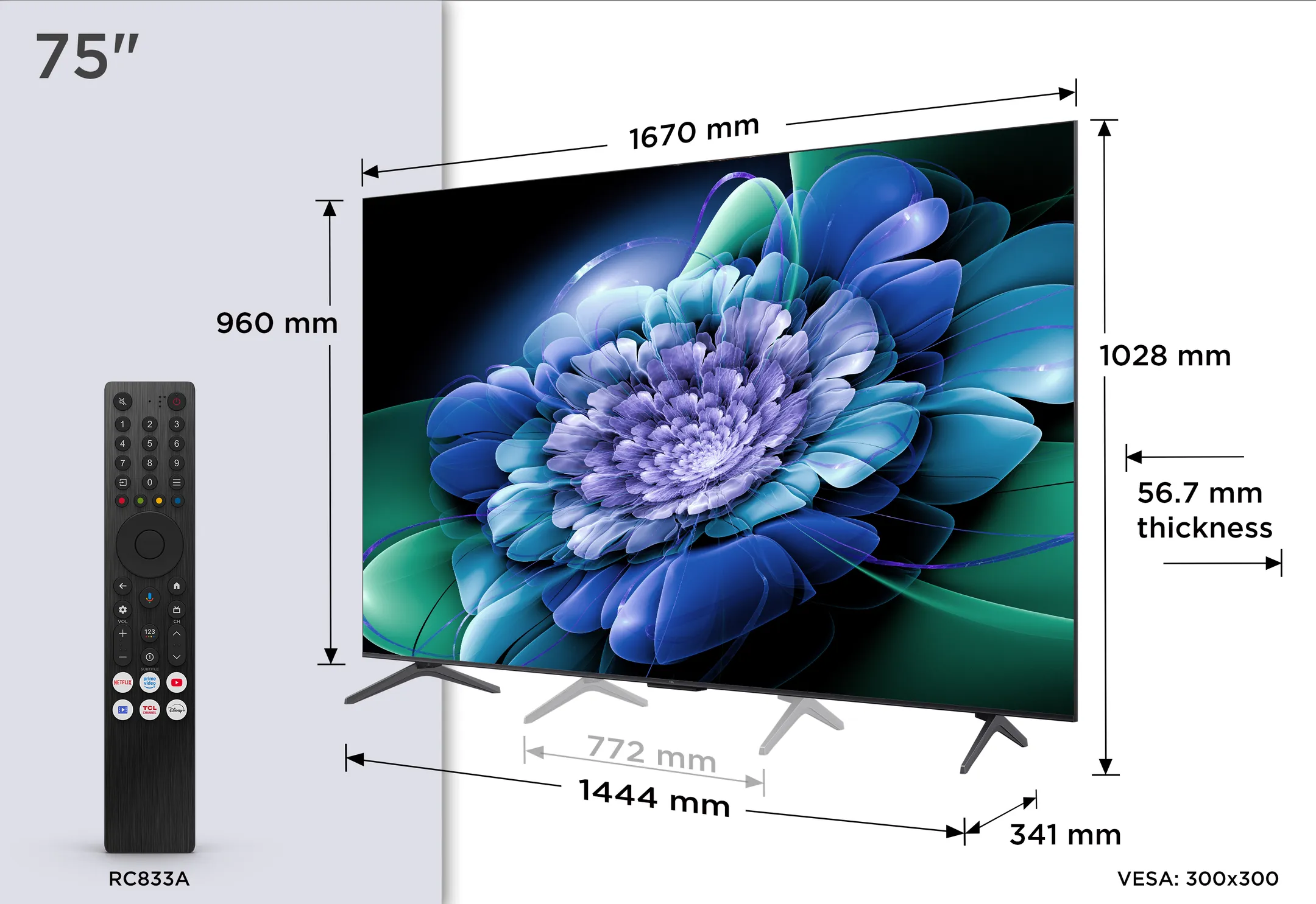 TCL QD-Mini LED 4K TV 75C69K (2025) - 75 inch