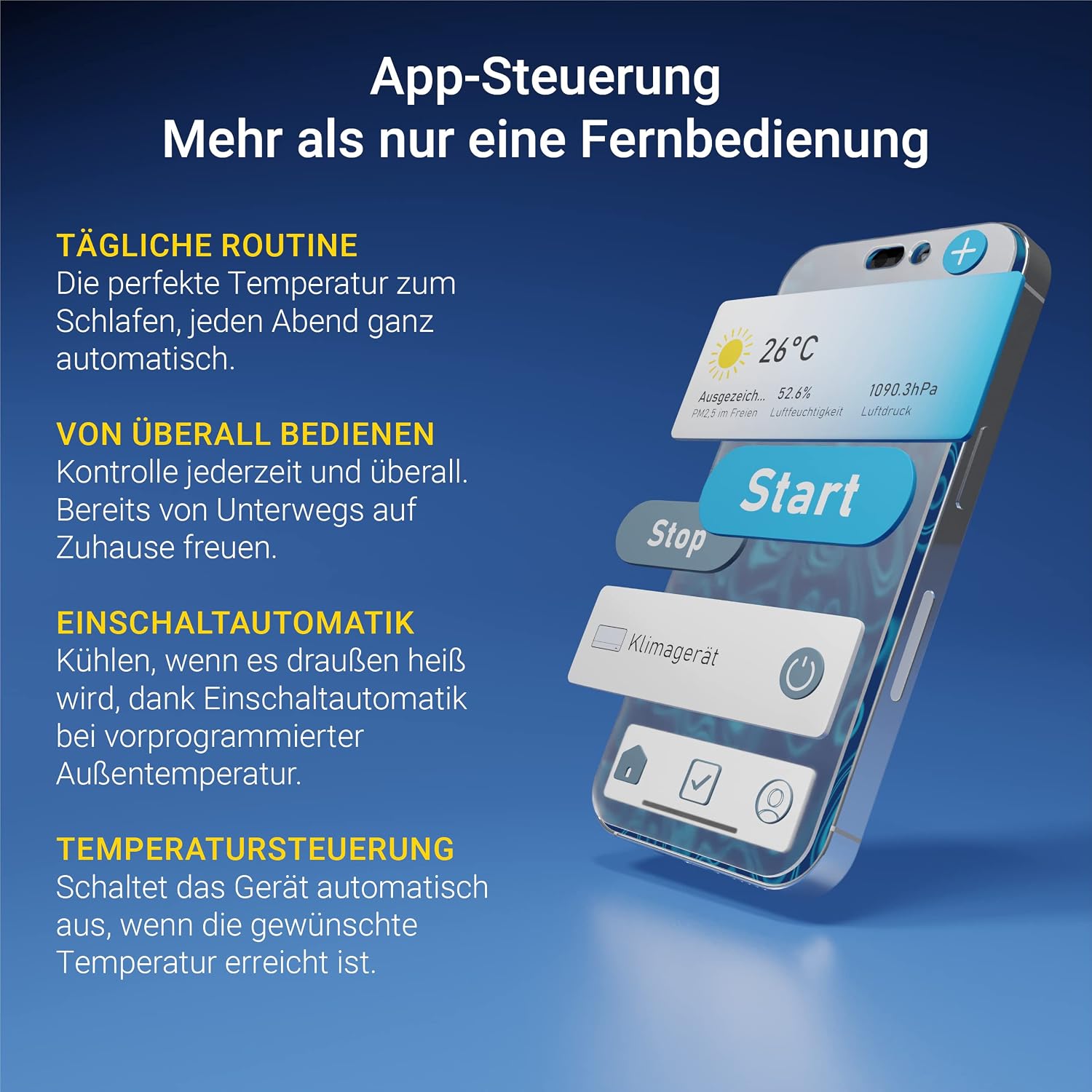 SUNTEC Mobiles Klimagerät Coolfixx 9000 BTU Design rosé App – Klimaanlage mobil und leise mit Smart App Steuerung – Entfeuchter für Räume bis 34 qm – Mobile Kühlung für zuhause – 9.000 BTU
