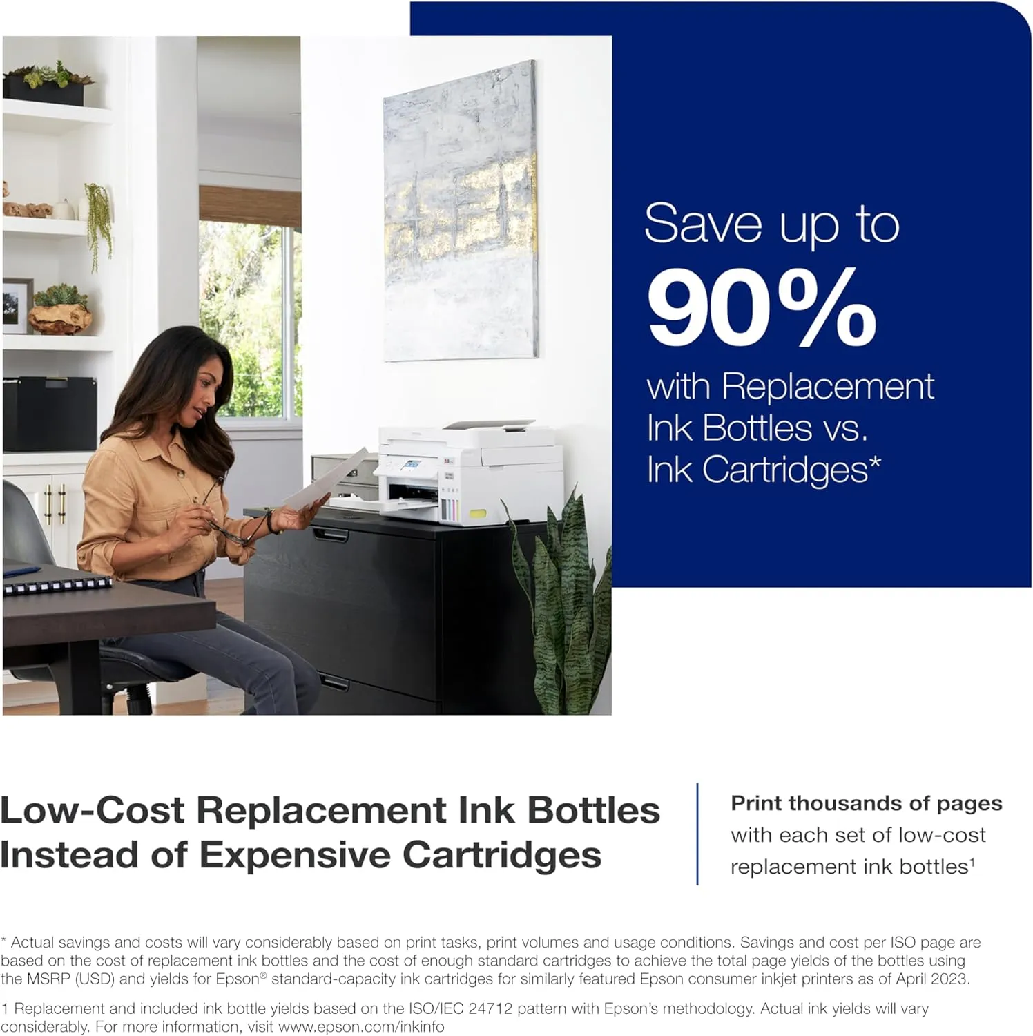 Epson EcoTank ET-4800 Wireless All-in-One Inkjet Printer, White �C Cartridge-Free, Scanner, Copier, Fax, ADF, Ethernet, Home Office