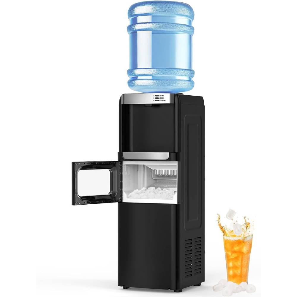 Top Loading Water Dispenser with Ice Maker, Hot & Cold, 5 Gallon, Child Lock, Black