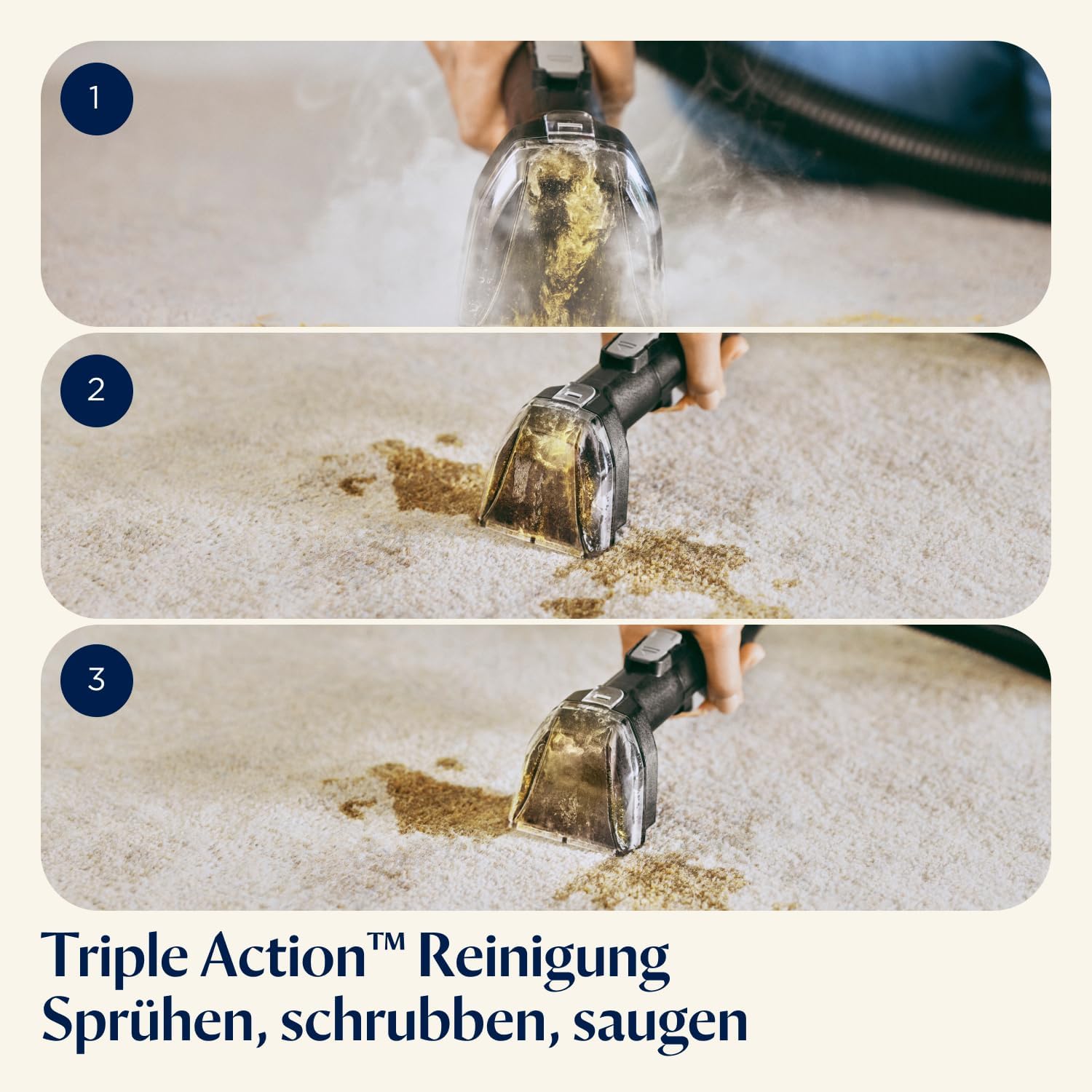 BISSELL SpotClean HydroSteam | Fleckenreiniger für Hartnckige Flecken | Dampft, Schrubbt und Saugt | Mehrflchen-Fleckenentfernung | Schnelltrocknend | Dampfmodus | HydroSteam Technologie | 3689N