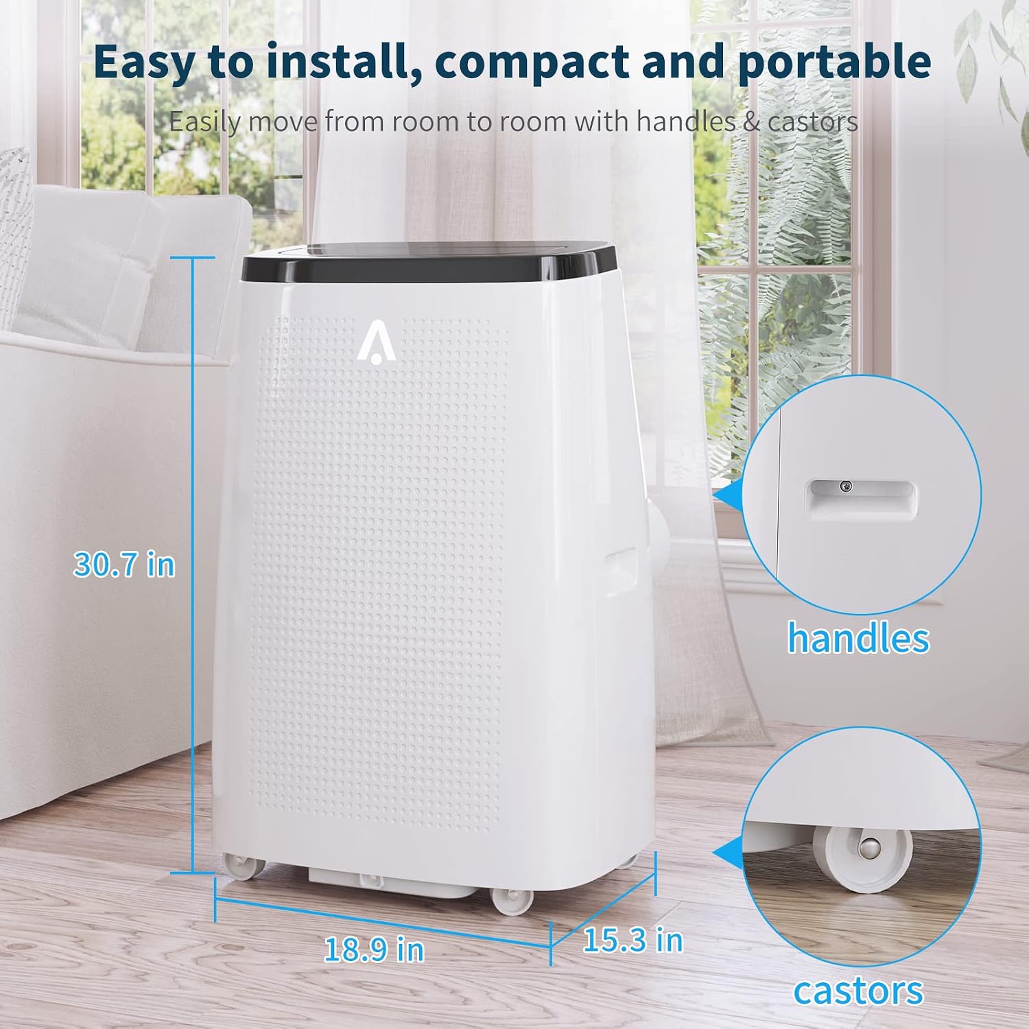 Jojoka Tragbare Klimaanlage für Zimmer, 14000 BTU Tragbarer AC mit Fernbedienung, 4-in-1-Funktion, 750 m² Abdeckung, 24-Stunden-Timer & Fensterentlüftungs-Kit, Weiß