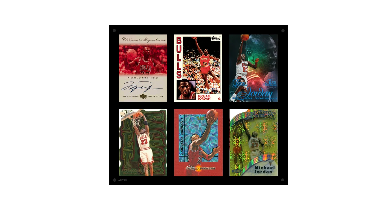 Acrylic Frame With Black Magnets For 6 (2x3) Standard Size Cards. UV Resistant. Corner Protection. For Sleeved Cards up to 66x91mm.