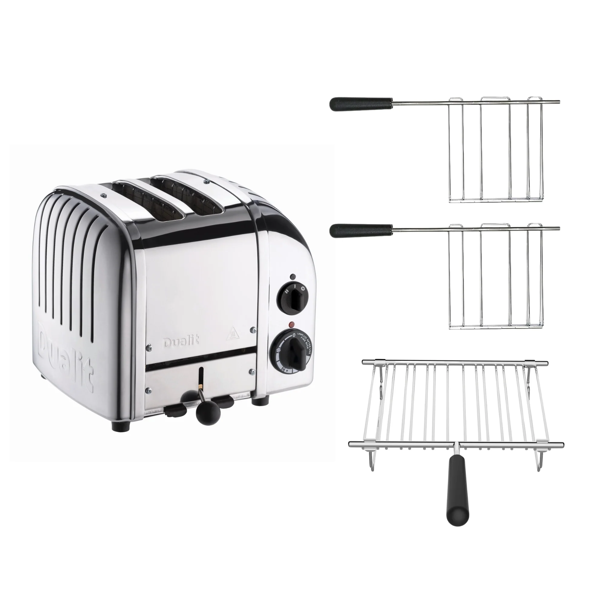 2025 Dualit Toaster Set 3 �C 2-sleuf Toaster met Broodjeshouder en Twee Sandwichklemmen