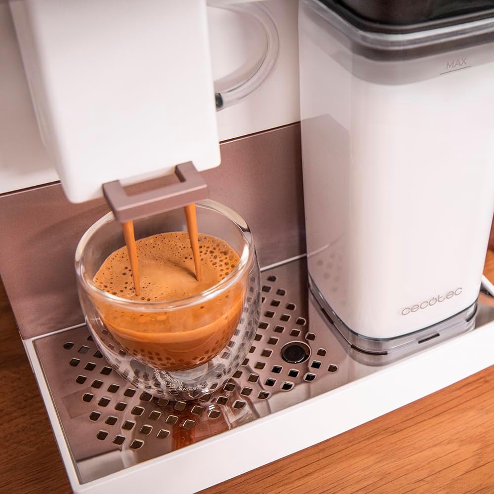 Cecotec Kompakte Superautomatische Kaffeemaschine mit Wifi Cremmaet Compactccino Connected Black Rose. 1350W, 19 Bar, TFT-Bildschirm und APP, Mahlwerk, Milchtank 400 ml und 1 Liter Wasser
