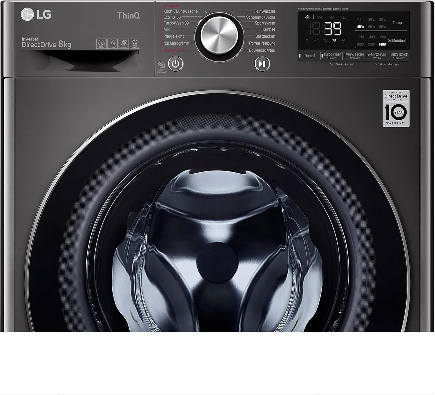 LG F4WV7080, Klasse A, Voorlader Wasmachine 8 kg, 1400 tpm, AI Direct Drive, Wi-Fi, Dieptereiniging met Stoom, Grote Capaciteit, TRIPLE A, Veiligheidsglas Buitendeur, 62 x 60 x 85 cm ? Wit