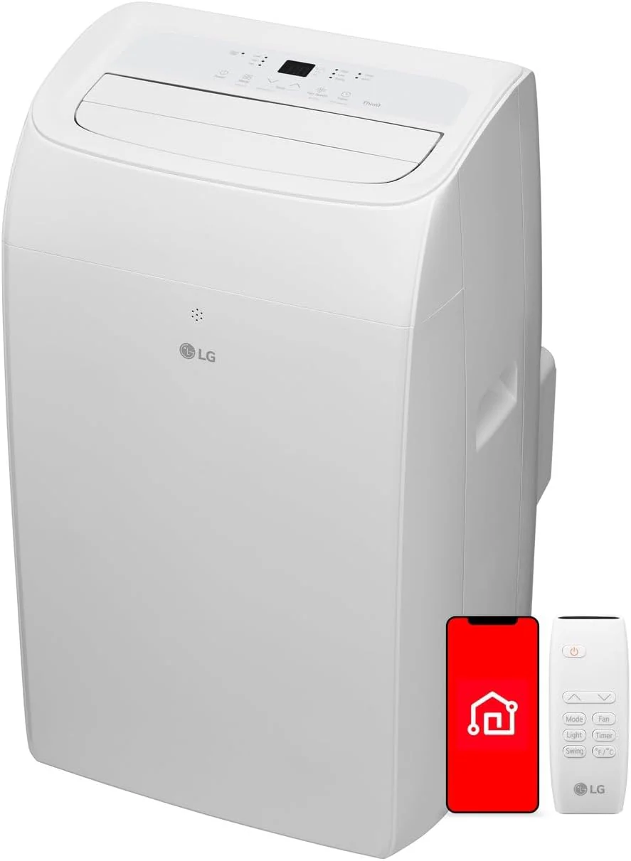 LG 8.350 BTU (DOE) / 12.000 BTU (ASHRAE) Smart Portable Air Conditioner. Cools 350 Sq.Ft. (14' x 25' room size).Smartphone & Voice Control works with LG ThinQ. Amazon Alexa and Hey Google. 115V