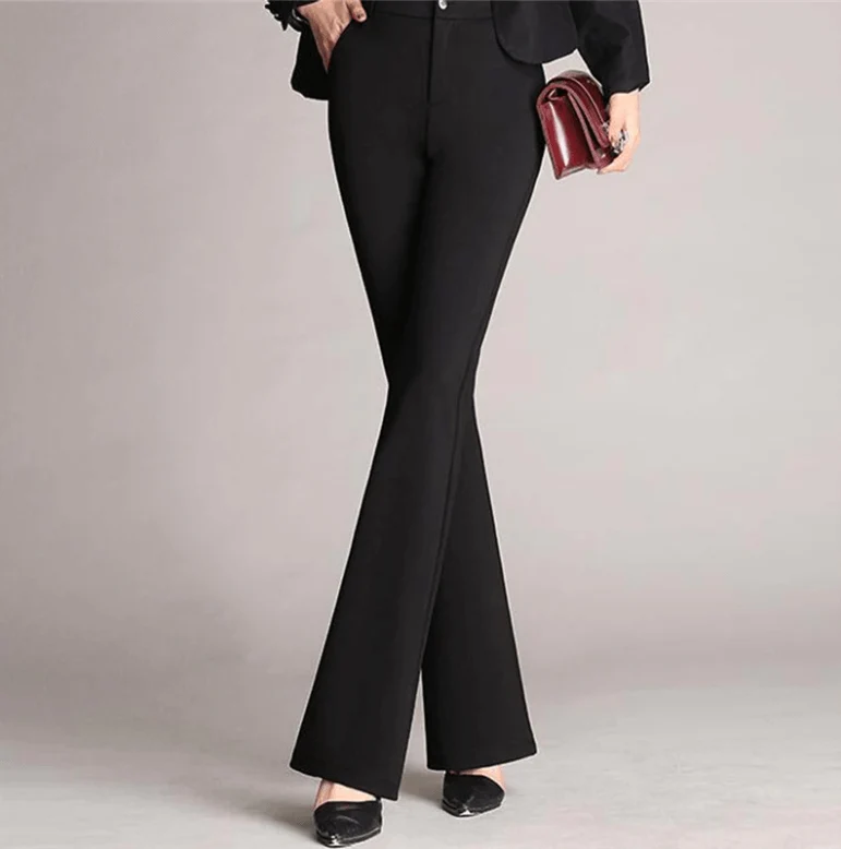 Elegante Stoffhose Damen High Waist | Weit geschnittene Business Hose mit A-Linie | Knitterfreie Hose f��r B��ro und Freizeit