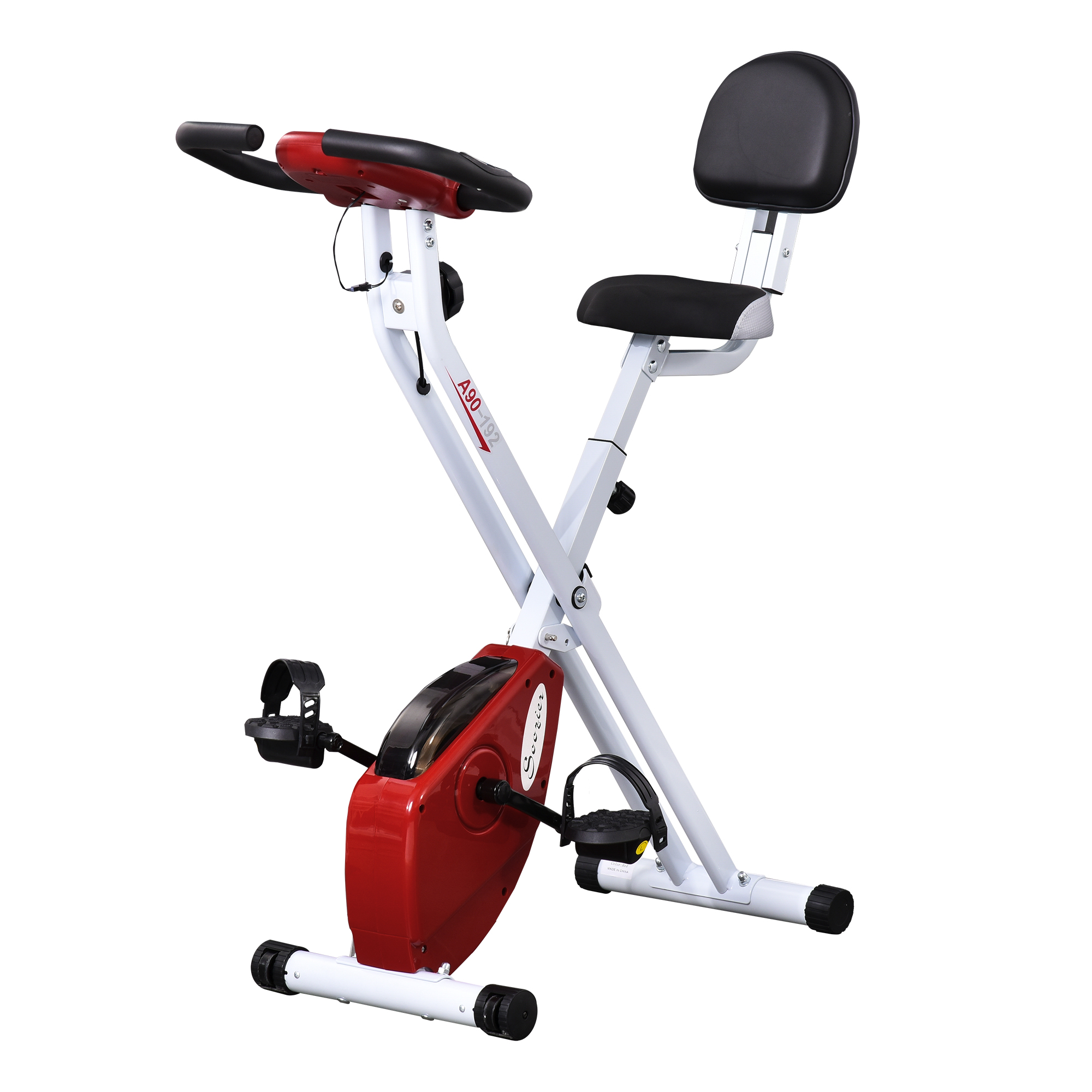 Hometrainer, fietstrainer, trainingsfiets met in 8 niveaus instelbare magnetische weerstand, staal, wit, 43 x 97 x 109 cm