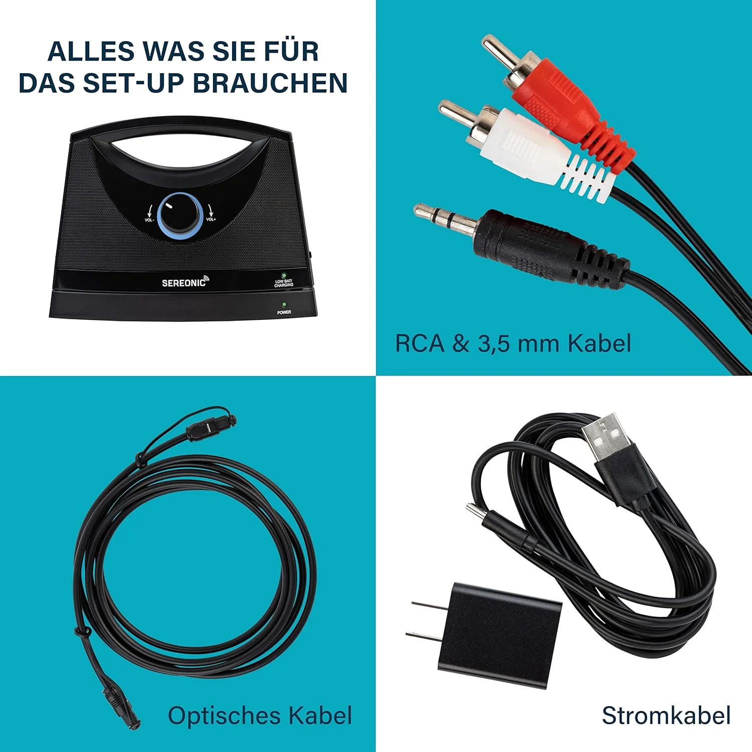 SEREONIC Draagbare Draadloze TV Luidsprekers voor Smart TV �C Ideale Luidspreker voor Televisies zonder Dreunend Geluid �C Draadloze TV Luidspreker voor Slechthorenden en Senioren �C Bereik 30 m