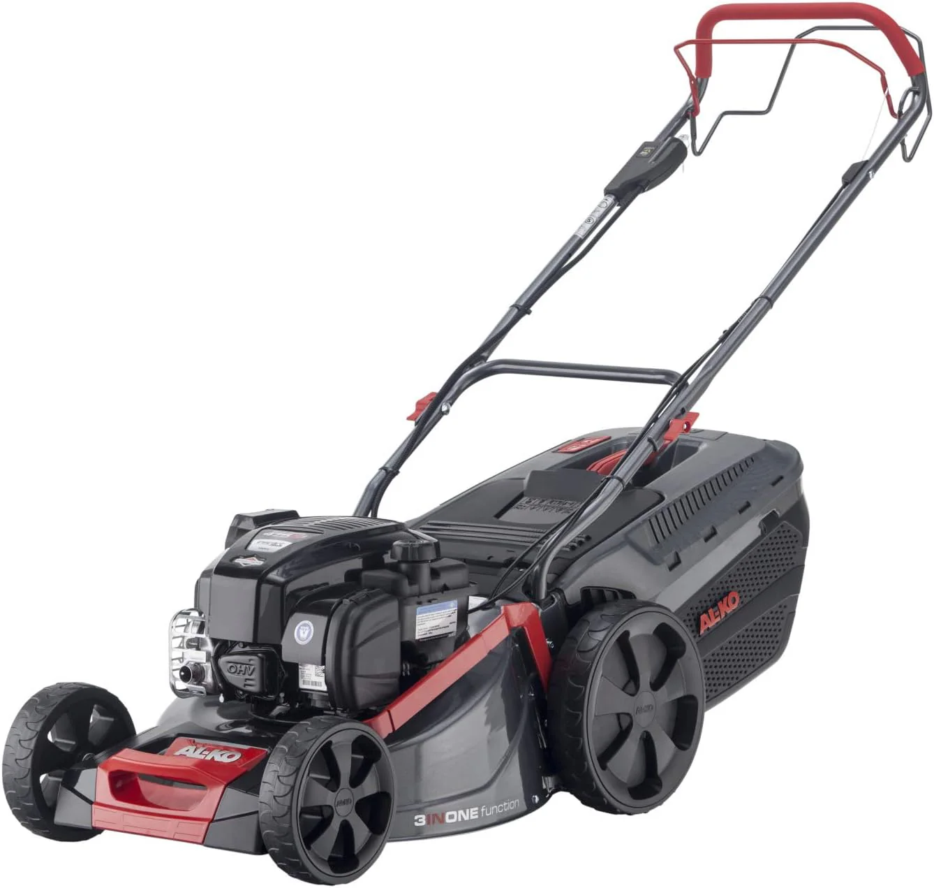 AL-KO Benzine grasmaaier Comfort 46.0 SP-A Plus (46 cm maaibreedte, 2.1 kW motorvermogen, Robuuste plaatstalen behuizing, Achterwielaandrijving, Mulchfunctie, Zij-uitworp, voor gazons tot 1400 m2)