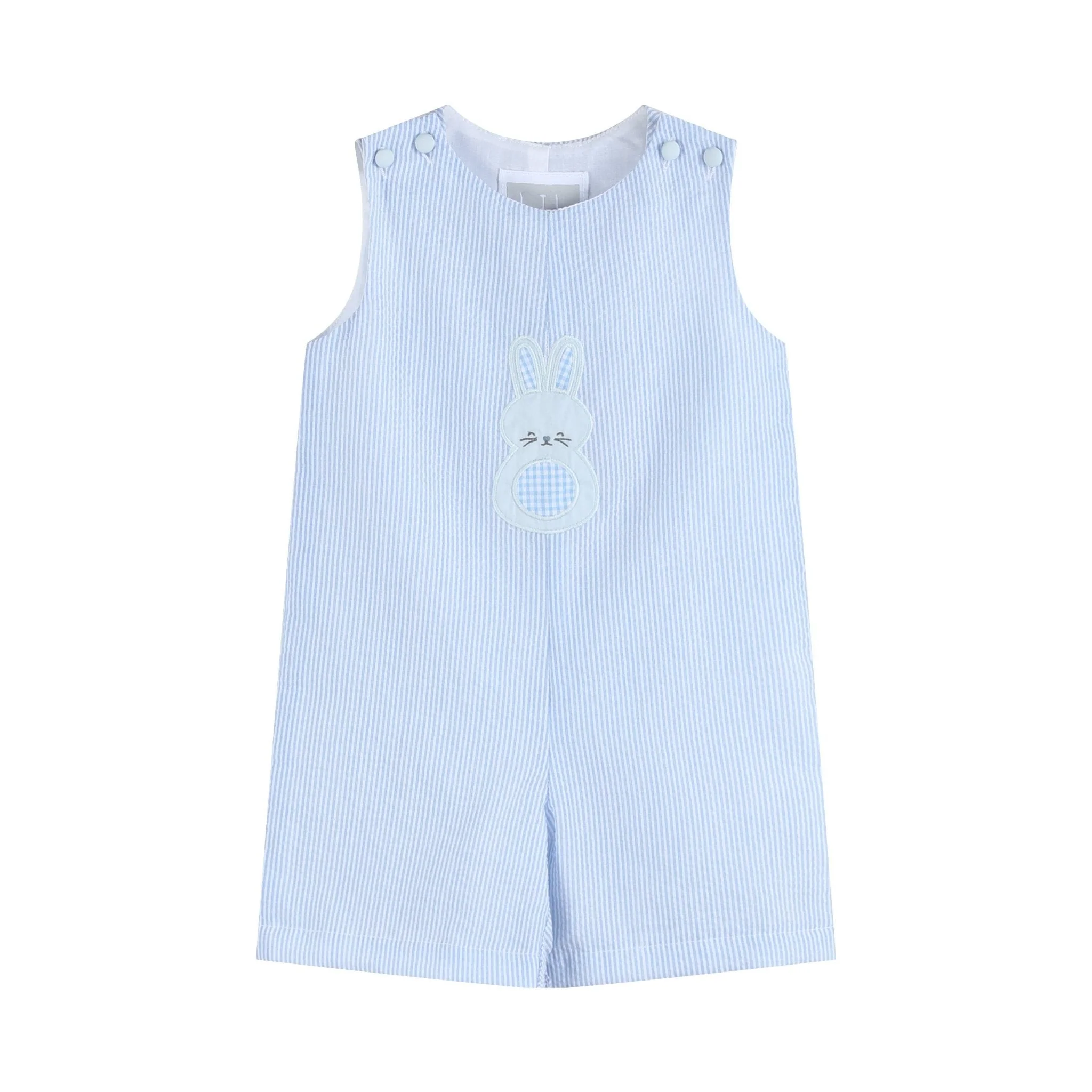 Blue Seersucker Gingham Bunny Shortall