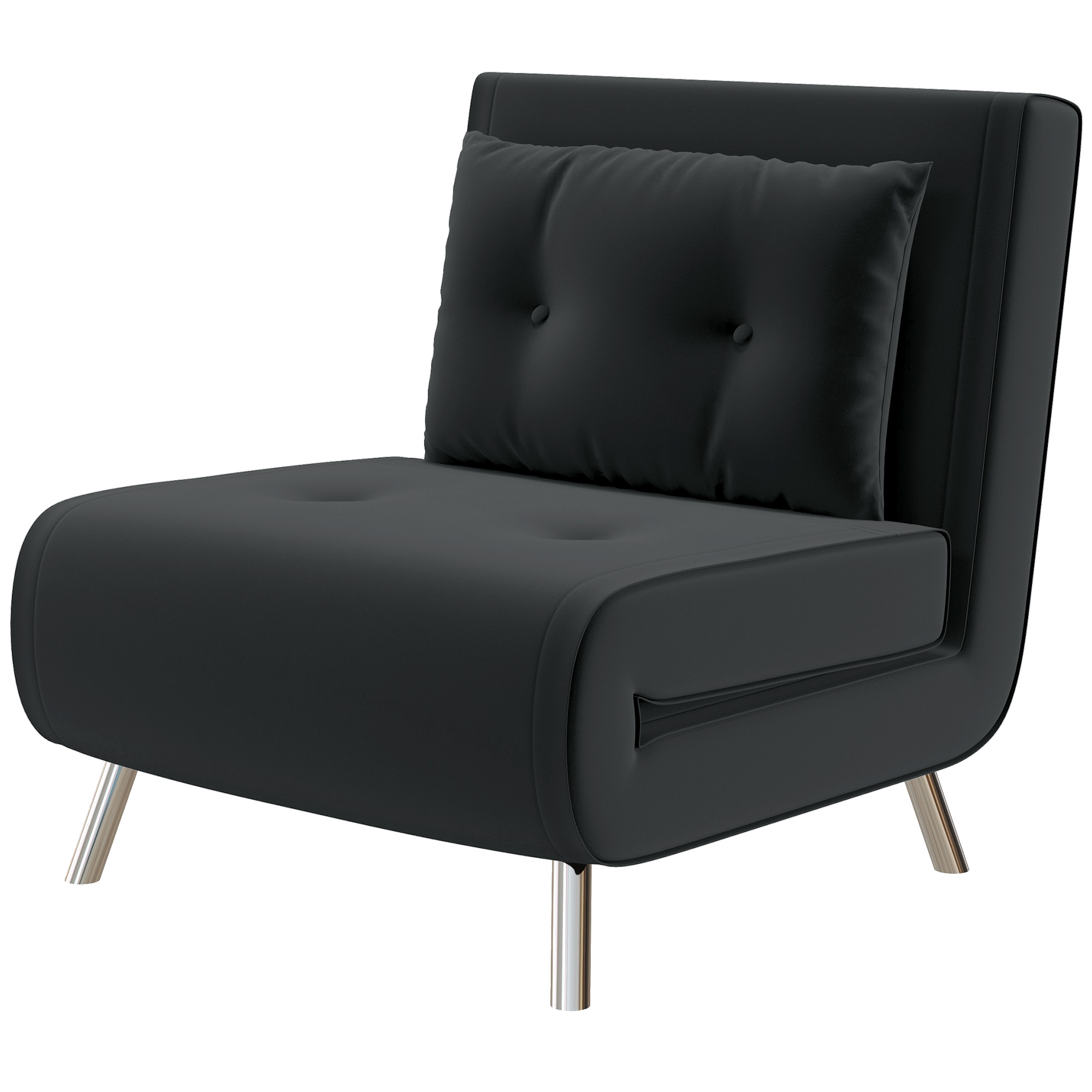 Ligstoel Stoel met Ligfunctie Slaapstoel, Knoophechting, fluweeloptiek, 77 cm x 88 cm x 83 cm, Zwart