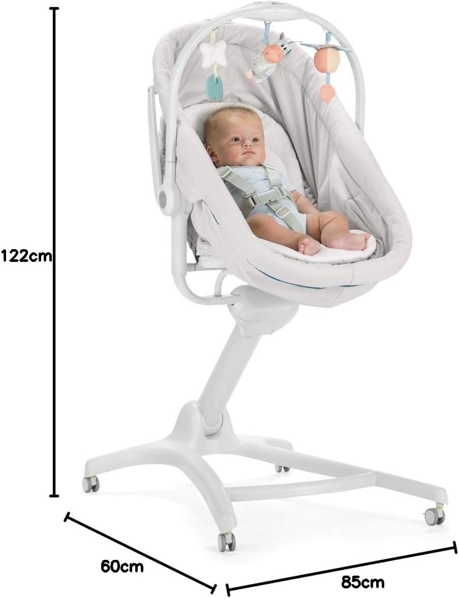 Chicco Baby Hug 4 in 1 Stubenwagen ab 0 Monate, Erhöhte Babyliege, Babybett, Hochstuhl mit Spielbogen, bis 15 kg, Verstellbare Rückenlehne, Verstellbare Höhe und 4 Räder