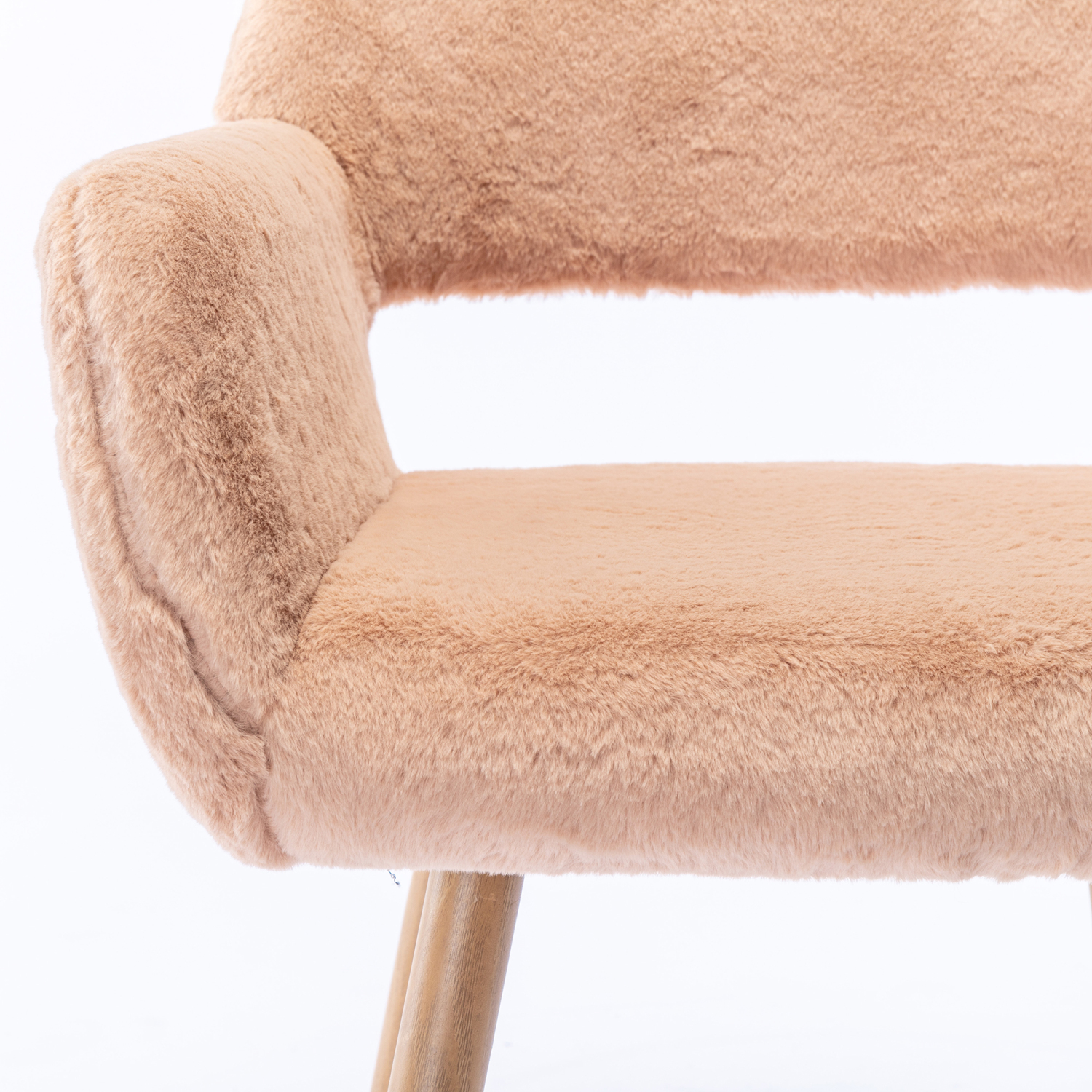 Elegante en luxueuze HengMing eetkamerstoelen met imitatiebont �C Mid-Century-stijl met stevige, gepoedercoate stalen poten