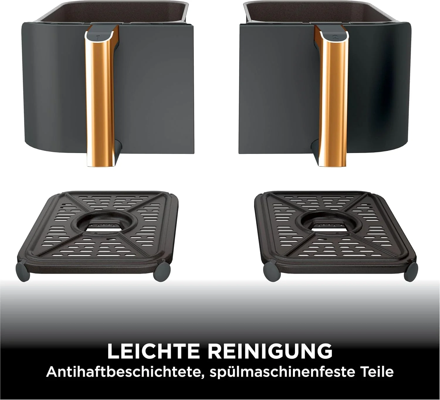 Ninja AF400EUCP Foodi MAX Dual Zone Heißluftfritteuse 9,5L – 6 Funktionen, 2470W, Kupfer/Schwarz