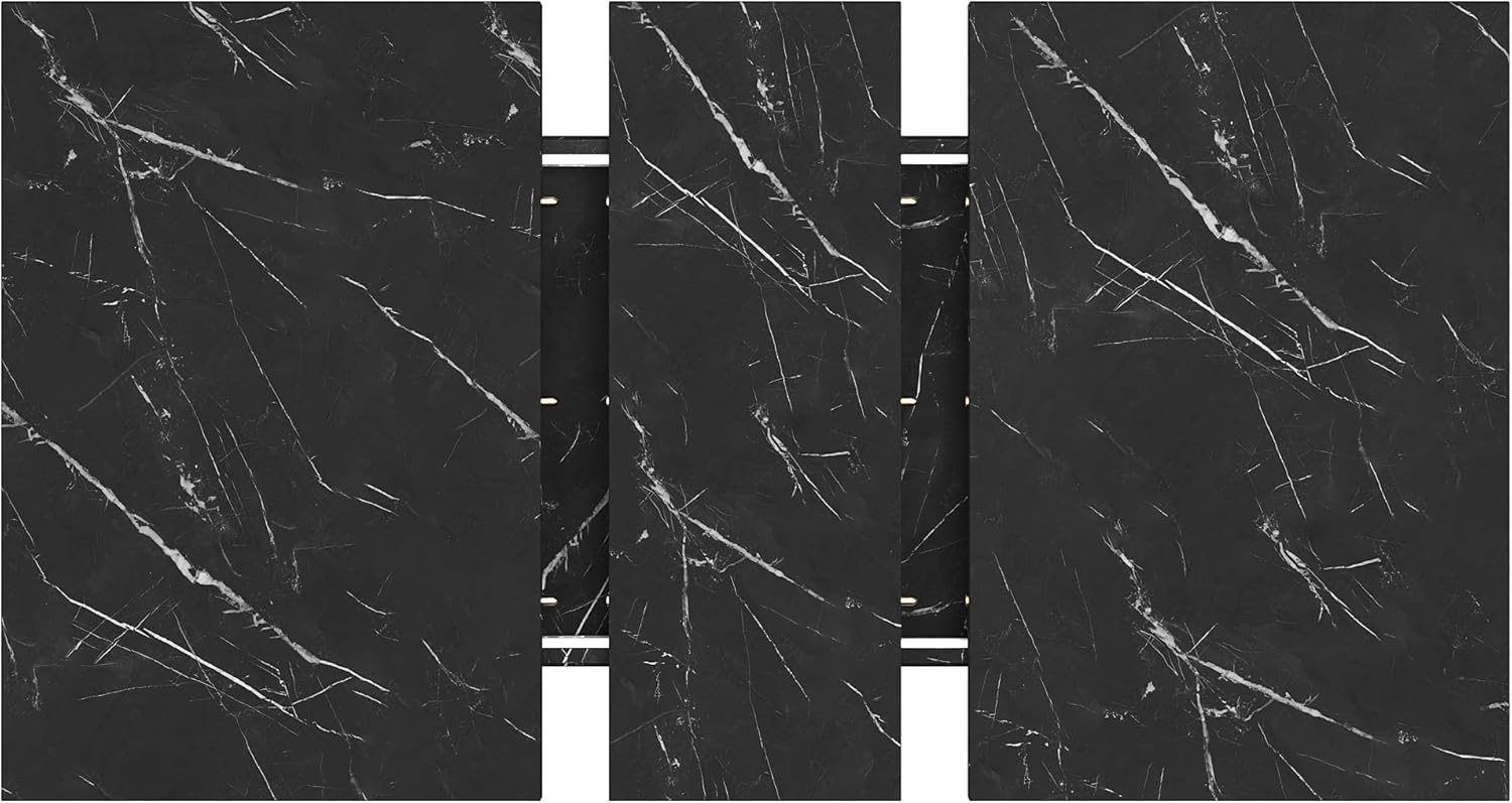 Esstisch Ausziehbar mit Stauraum Tischbeine für 4-6 Personen, Esszimmertische Küchentisch mit Unverwechselbare Muster, Esstisch Holz Esszimmertisch Ausziehbar, 110-140x80x75 cm, Schwarz