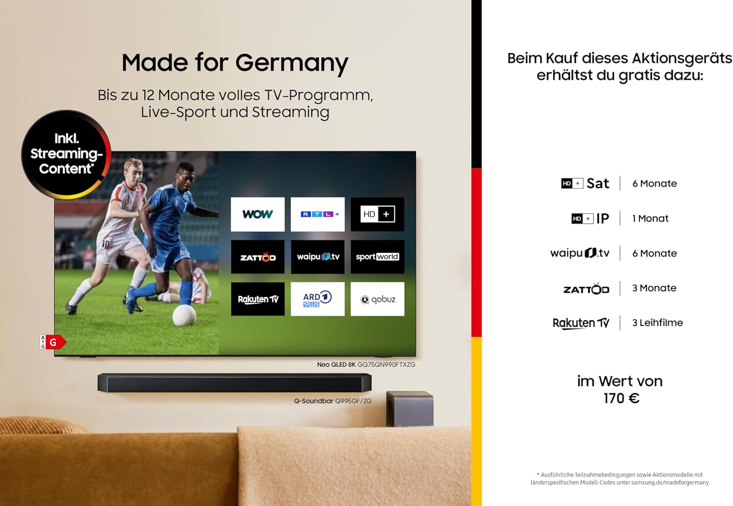 Full HD F6009F 32 Zoll (81 cm) LED Flachbildfernseher, PurColor-Technologie, HDR, Object Tracking Sound Lite, Knox Security, One UI Tizen, Smart TV, Unbegrenzt kostenlose Inhalte