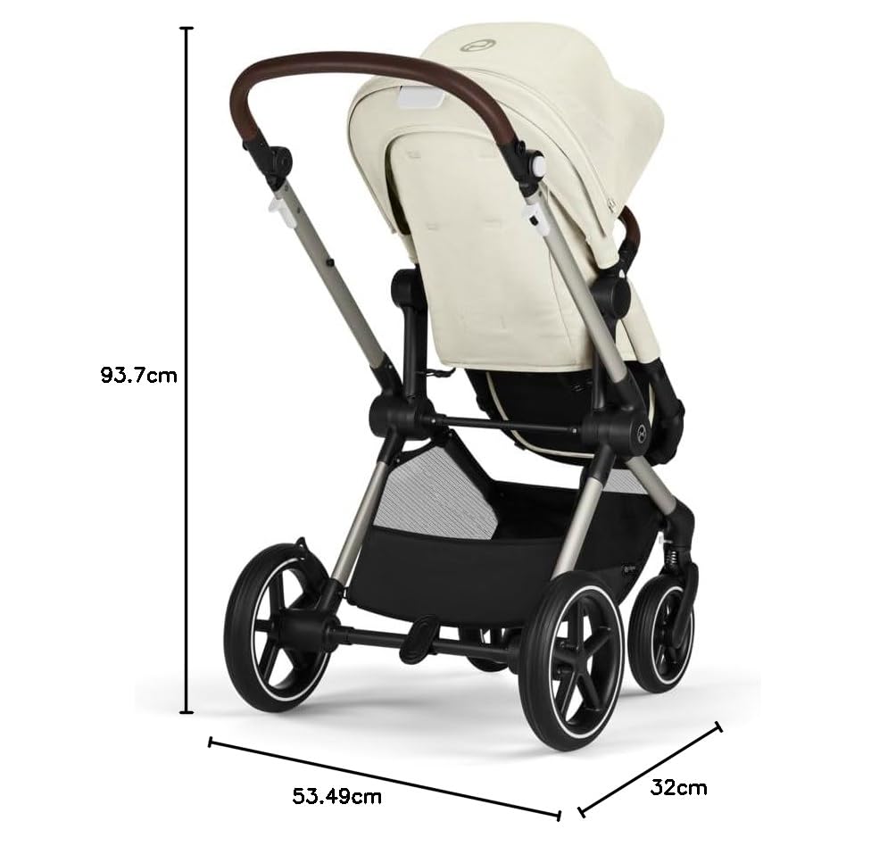 CYBEX Gold Kinderwagen EOS Lux 2-in-1, Reisesystem, Ab Geburt bis 22 kg (ca. 4 Jahre), Moon Black