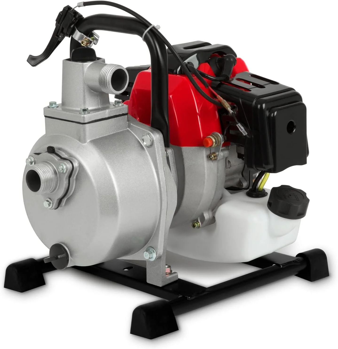 EBERTH 5,5 PK waterpomp met 30.000 l/u en 30 m opvoerhoogte, 2 inch aansluiting, tuin-/vuilwaterpomp met 4-taktmotor en 7 m aanzuighoogte, benzinepomp, trekstarter, metalen voet, handvat