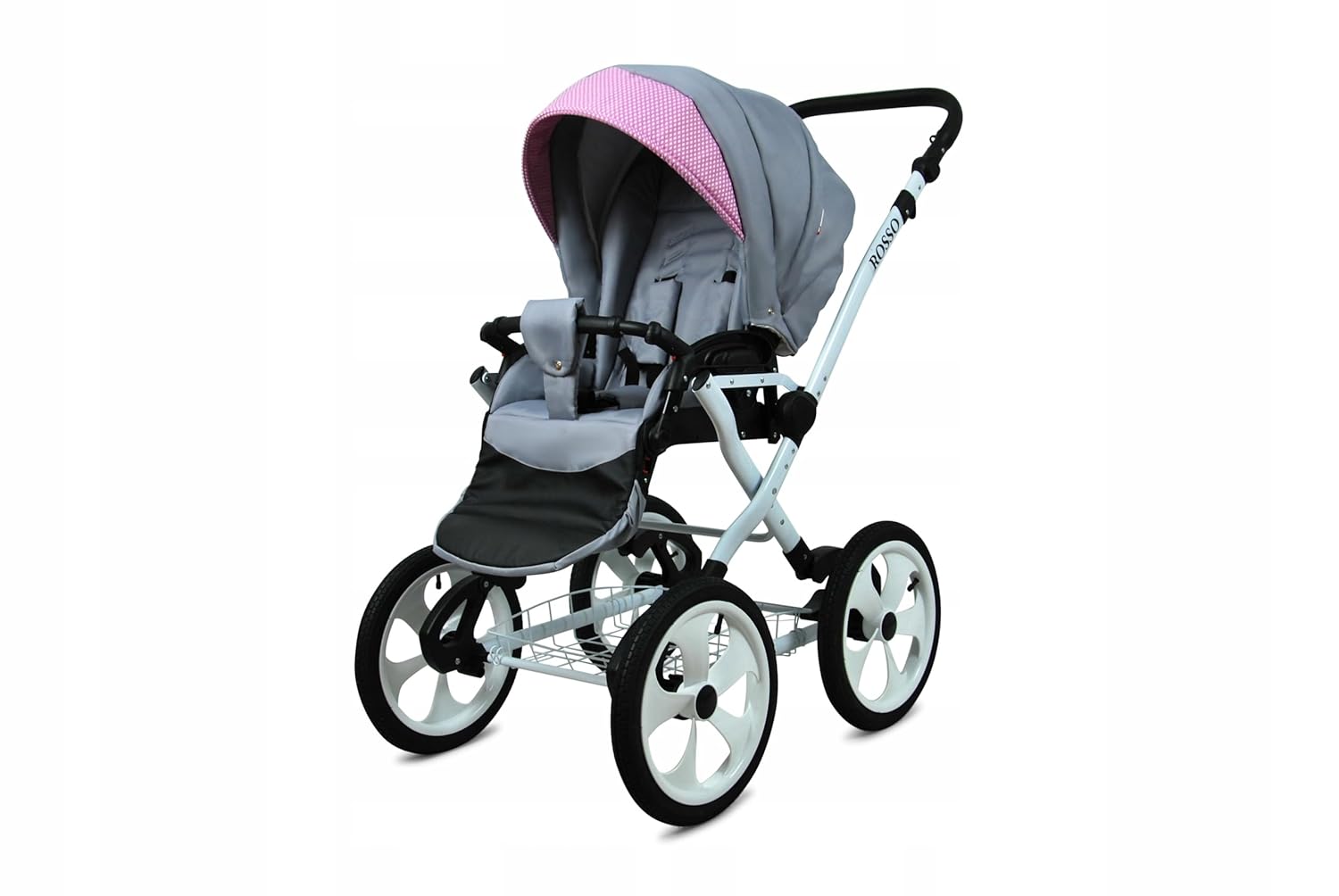 BabyLux® Bambimo Kinderwagen Set 2 in 1 - Rosso - incl. Babywanne, Buggy Sportsitz - Kinderwagenset - Kombikinderwagen mit Wickeltasche, Regenschutz, Moskitonetz, Cupholder usw.