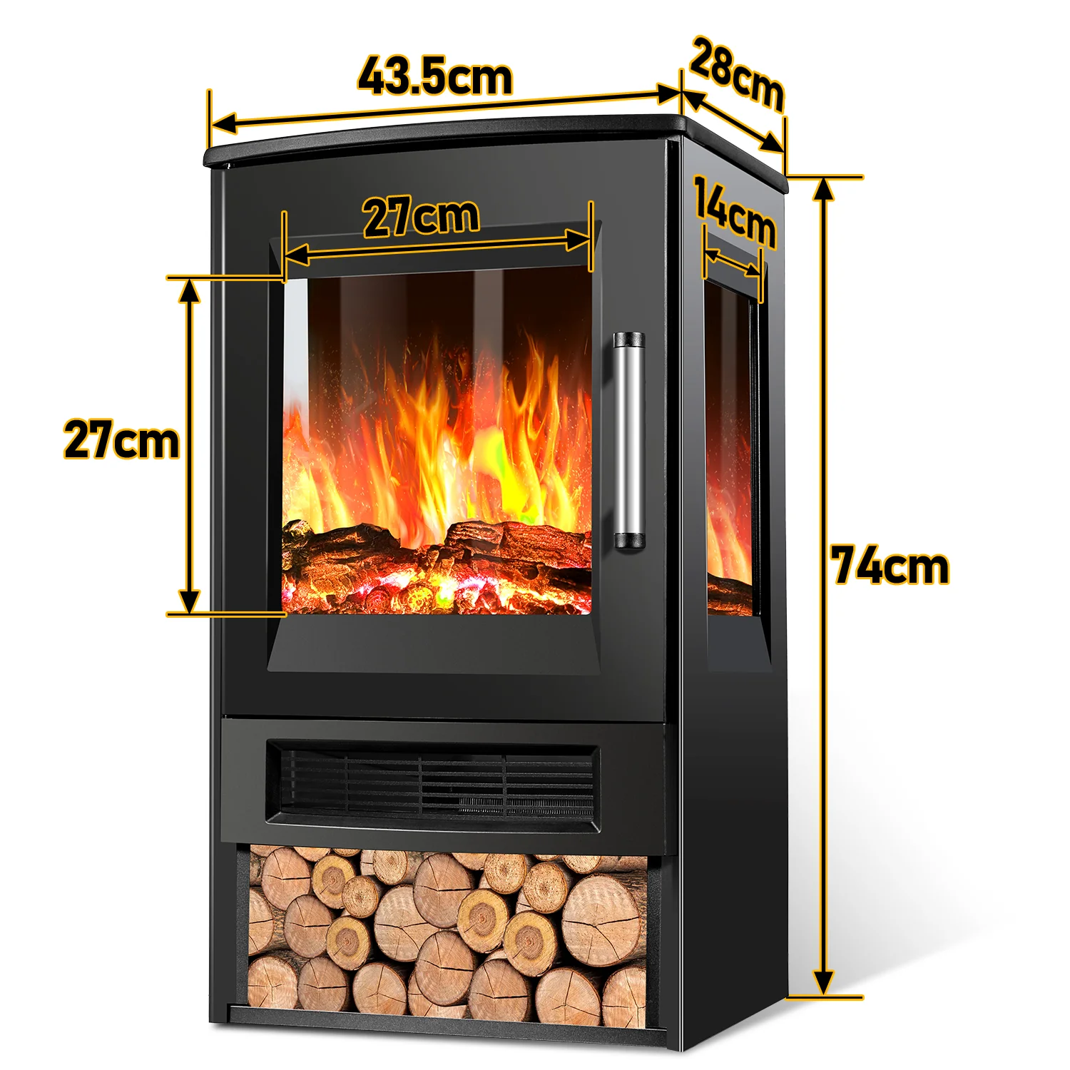 Sonnewelt Elektrokamin mit LED Flammenm WiFi Fernbedienung 900W/1800W
