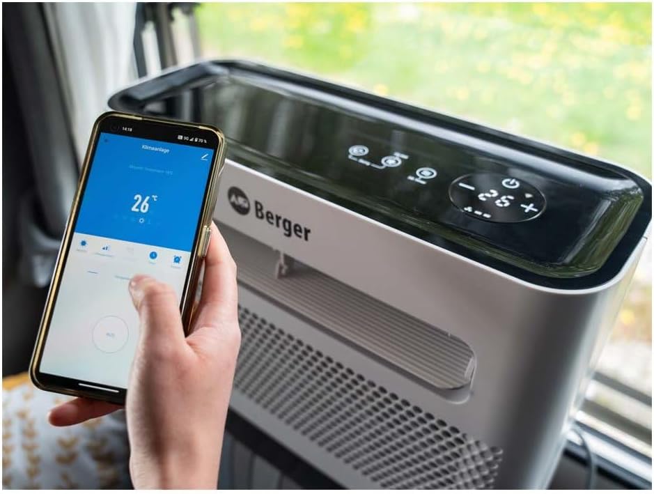 BERGER Arktar 5000 Pro Mobile Split-Klimaanlage mit Heizung | Klimaanlage mobil für Camping Wohnwagen Wohnmobil | Klimagerät zum Kühlen Entfeuchten | App Steuerung und Timerfunktion