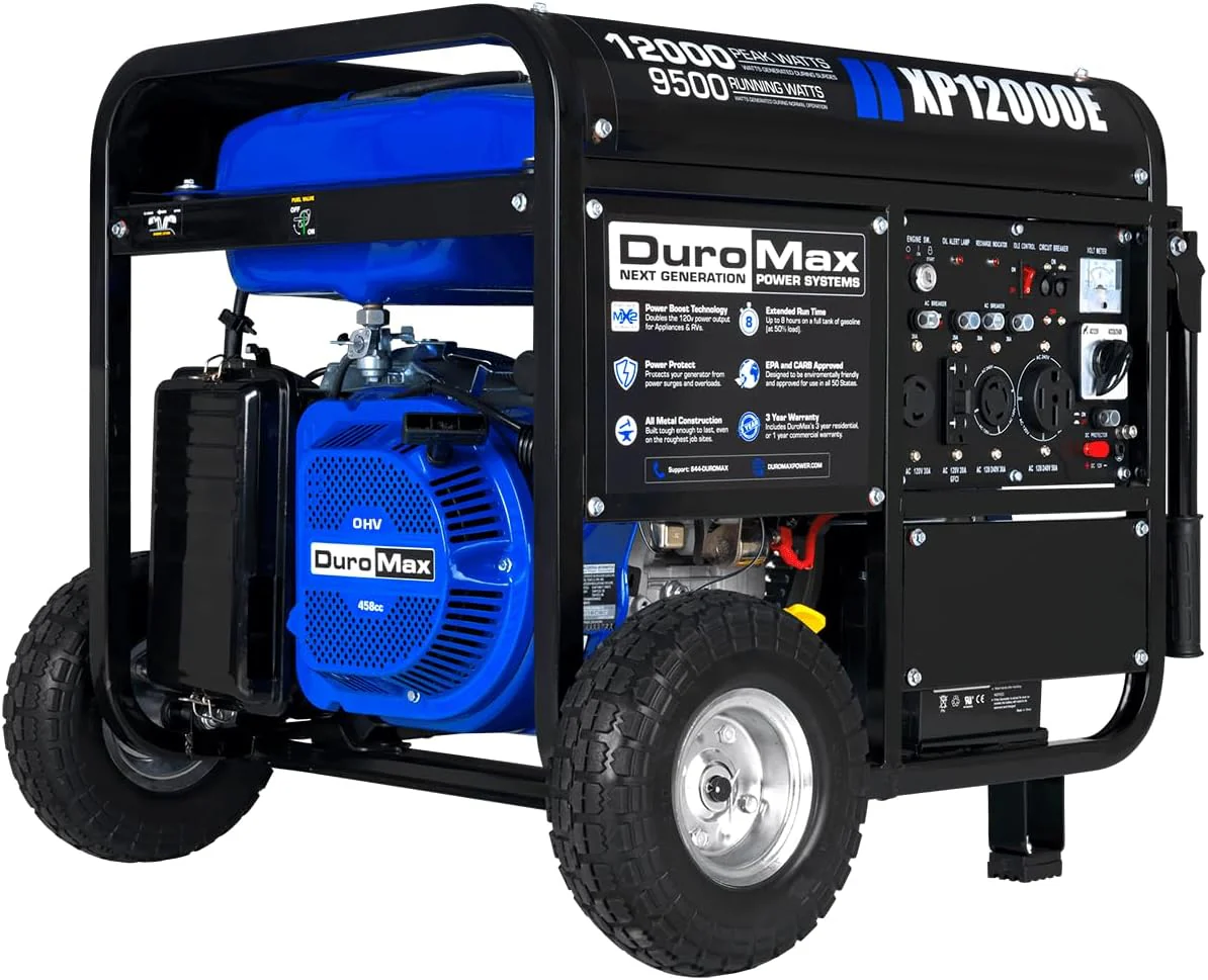 DuroMax XP13000EH 13.000-Watt Dual Fuel Portable Generator Gas & Propane Electric Start