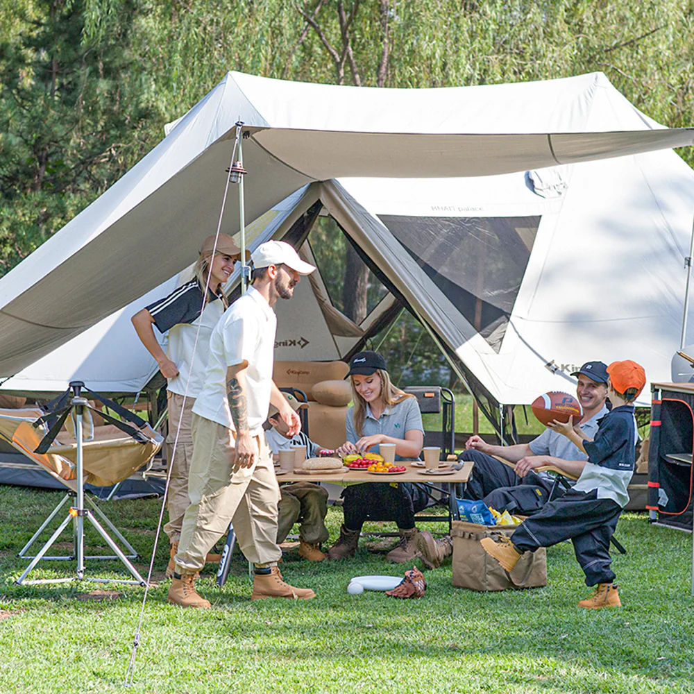 KingCamp Khan Palace �C ruim glamping-tent met variabele ventilatie, hoge stahoogte & schoorsteenoptie voor grote groepen