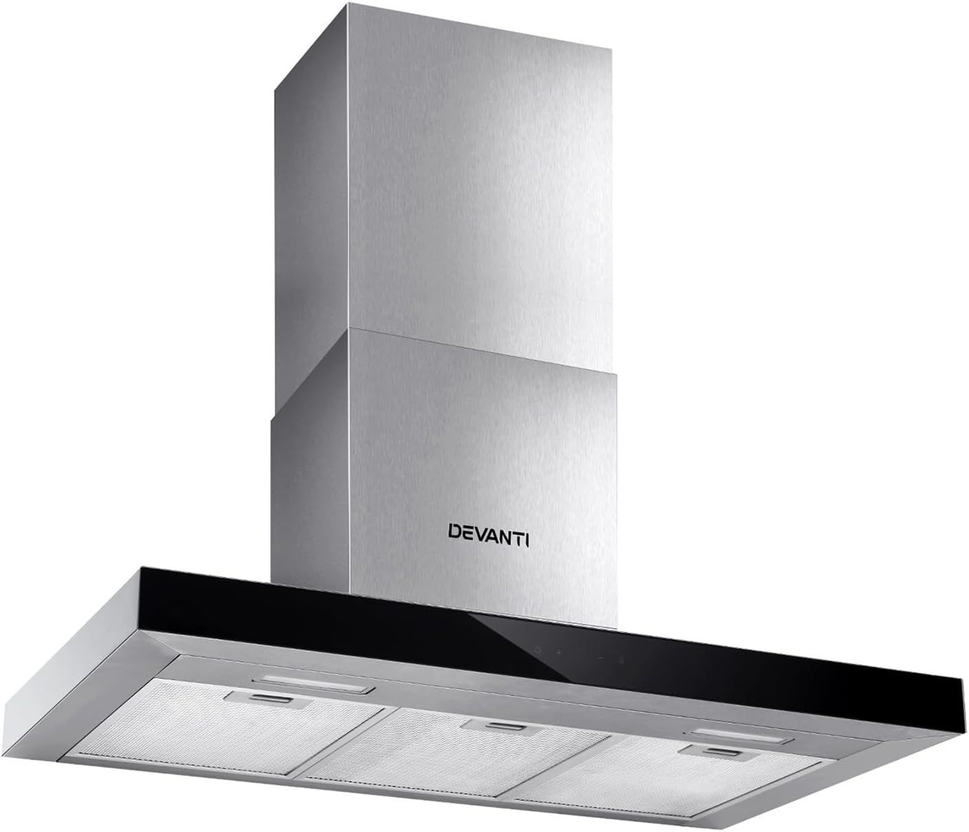 Devanti 90cm Wall-Mounted Range Hood with Touch Control and LED Lighting