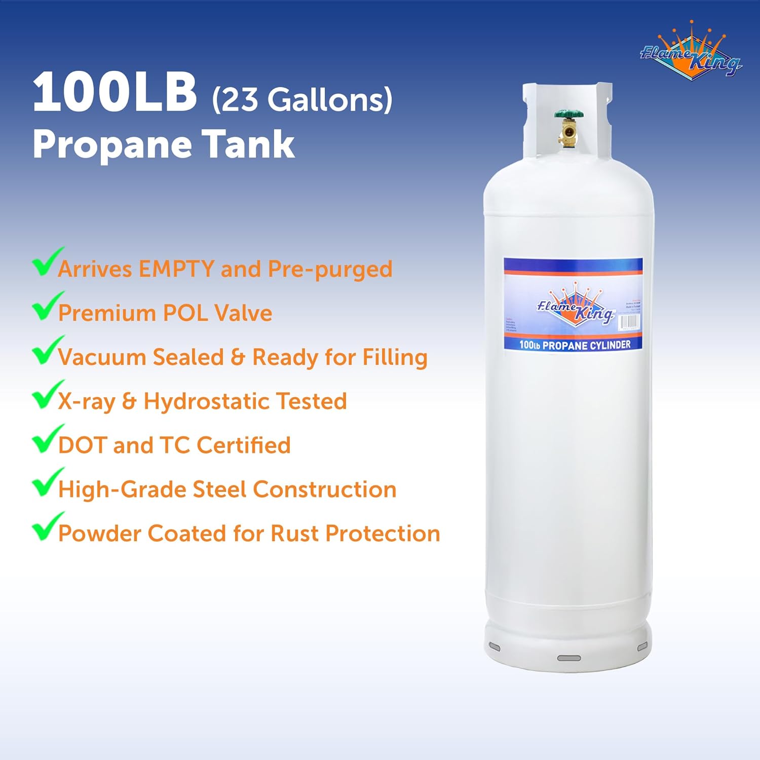 100Lb Steel Propane Tank Cylinder with Pol Valve