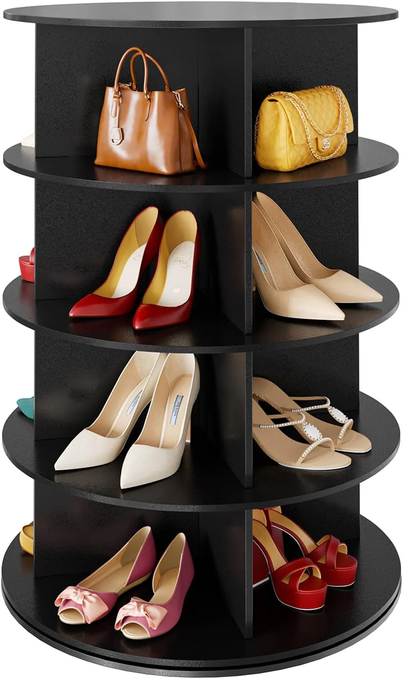 SpaceAid 7 Tier Rotating Shoe Rack Tower, Spinning Shoe Display Lazy Susan