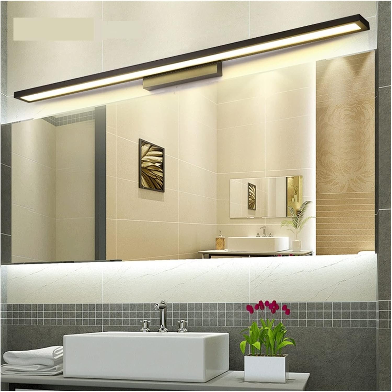 Wandleuchten, LED-Waschtischleuchte for Badezimmerschrank und IP44-Badezimmerleuchten Badezimmer-Wandleuchte(Cool,BLACK_L600MM 12W)