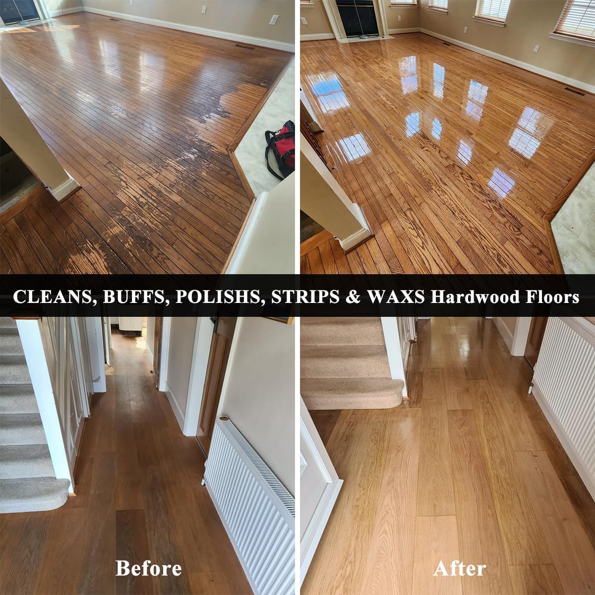 Commercial Floor Scrubber Machine with Brushes and Pads, Heavy Duty Floor Buffer Polisher and Cleaner- Deep Cleaning Tile and Grout, Hardwood Floors and Carpets without Getting on Hands and Knees