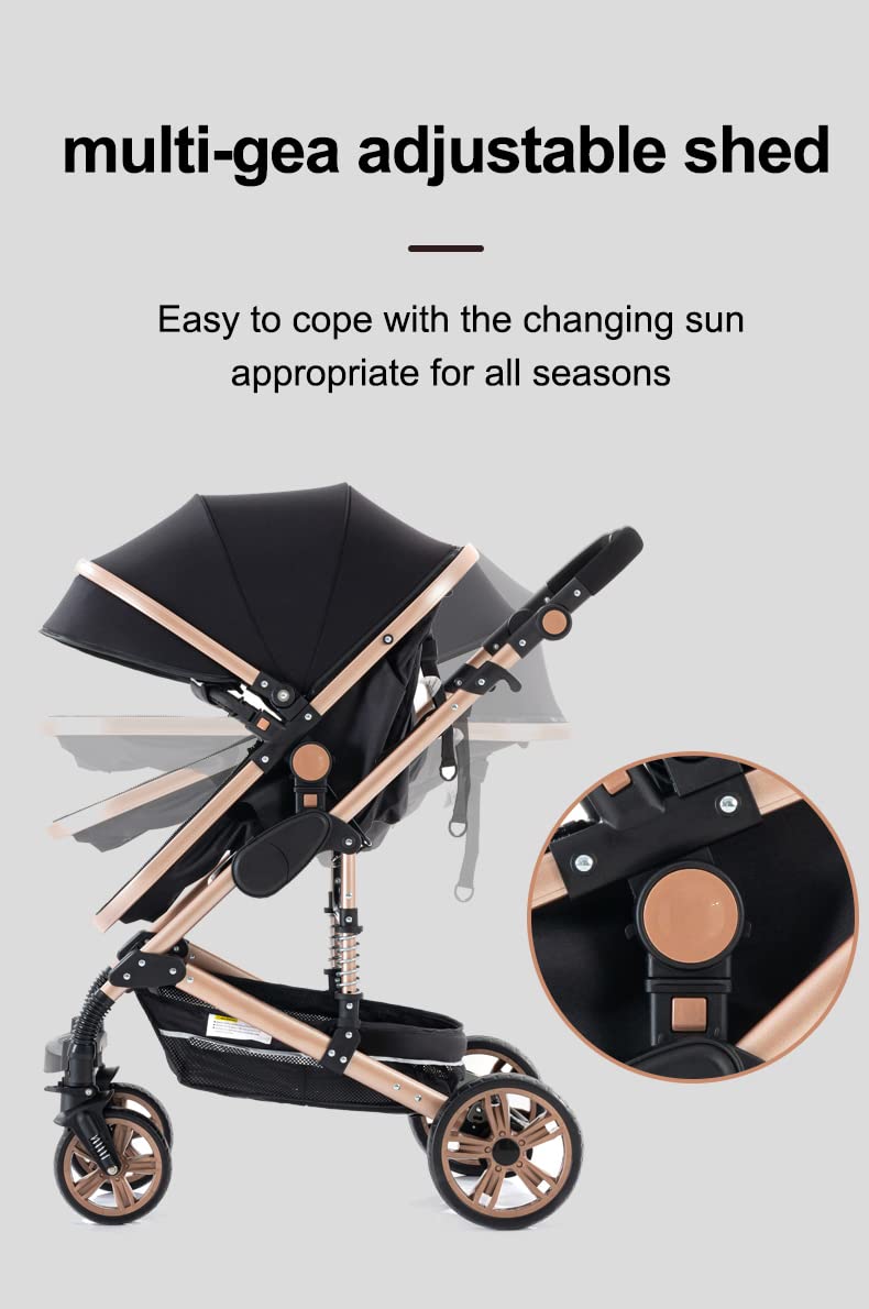 YAZOCO kinderwagen 3 in 1, Zusammenklappbar kinderwagen mit Wickeltasche,Komplettset Becherhalter,Moskitonetz, Fußabdeckung,Sitzzubehör (4 Rosa)