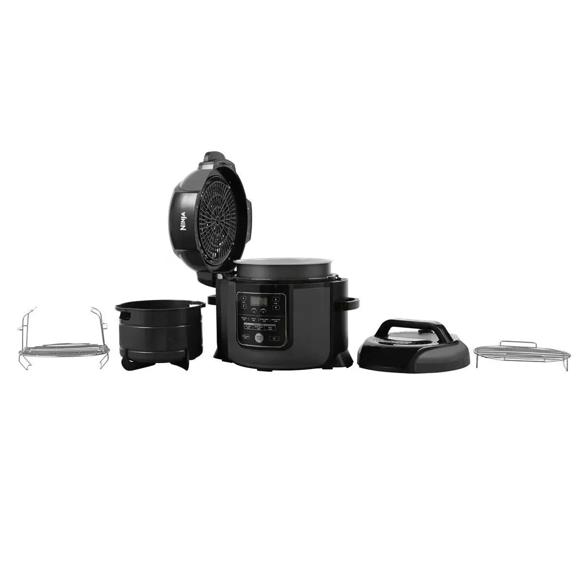 2025 Ninja Foodi Multikookpan OP350UK, 9-in-1, 6 L, elektrische snelkookpan en airfryer, geborsteld staal en zwart