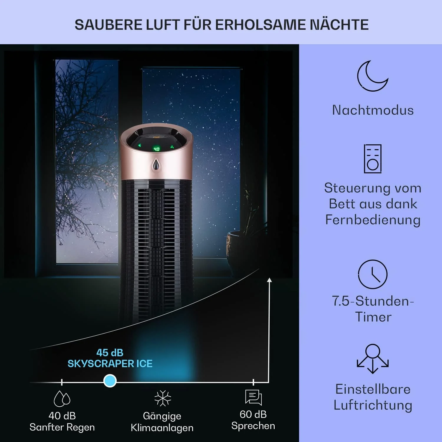 Klarstein 4-in-1: Slimme luchtkoeler, ventilator, luchtbevochtiger & ionisatie I 6 L watertank, oscillatie, 30 W, 210 m3/u, timer I Klimaatregelaar zonder afvoerslang, Mobiele airconditioner, Zwart-ros��goud