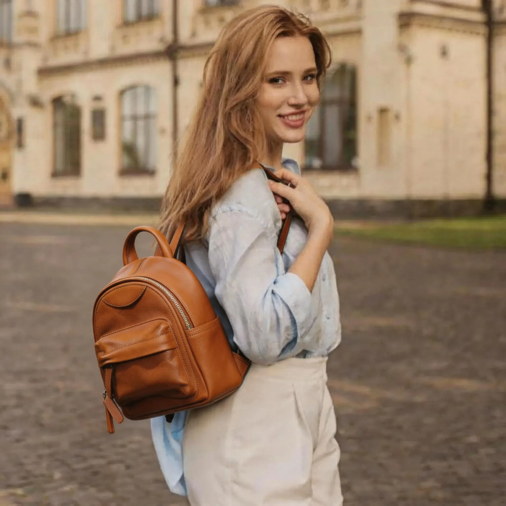 Mini Brown Leather Backpack Small Purse