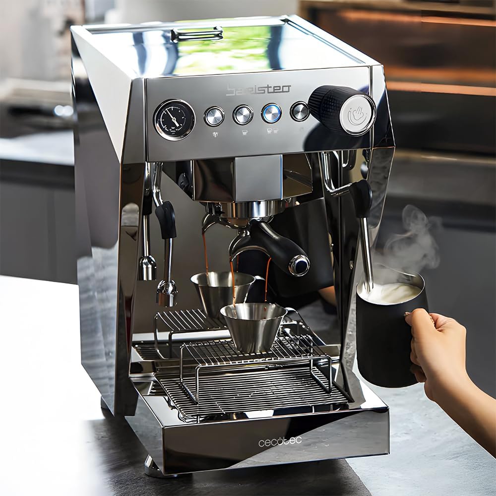 Cecotec Espresso-Kaffeemaschine Barista Baristeo Intima, professionelle Barista-Espressomaschine, Vorbrüh-System, 15 Bar Pumpe, einfaches Befüllen, 1,7L Wassertank und Tassenwärmer